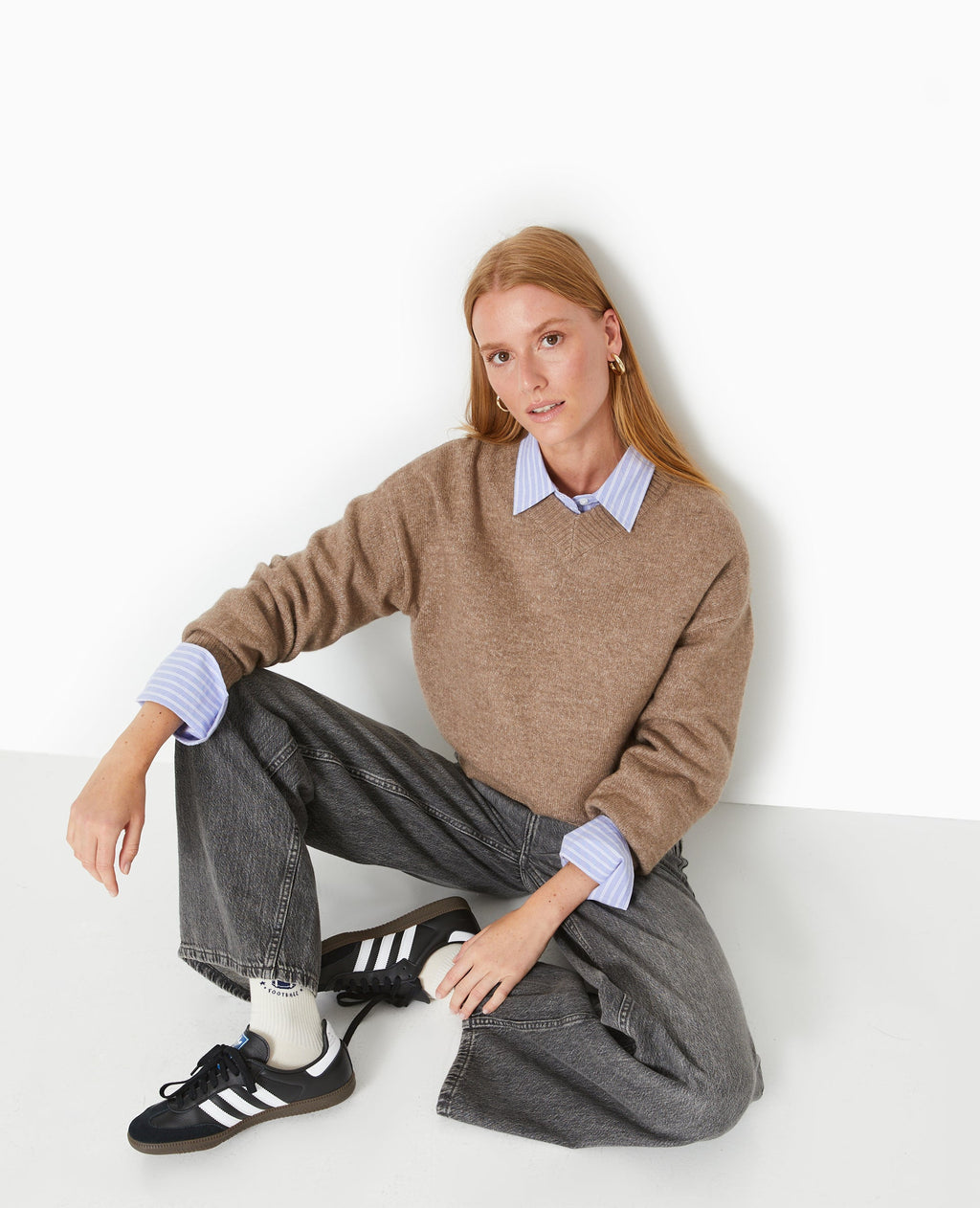 Pull col V en maille