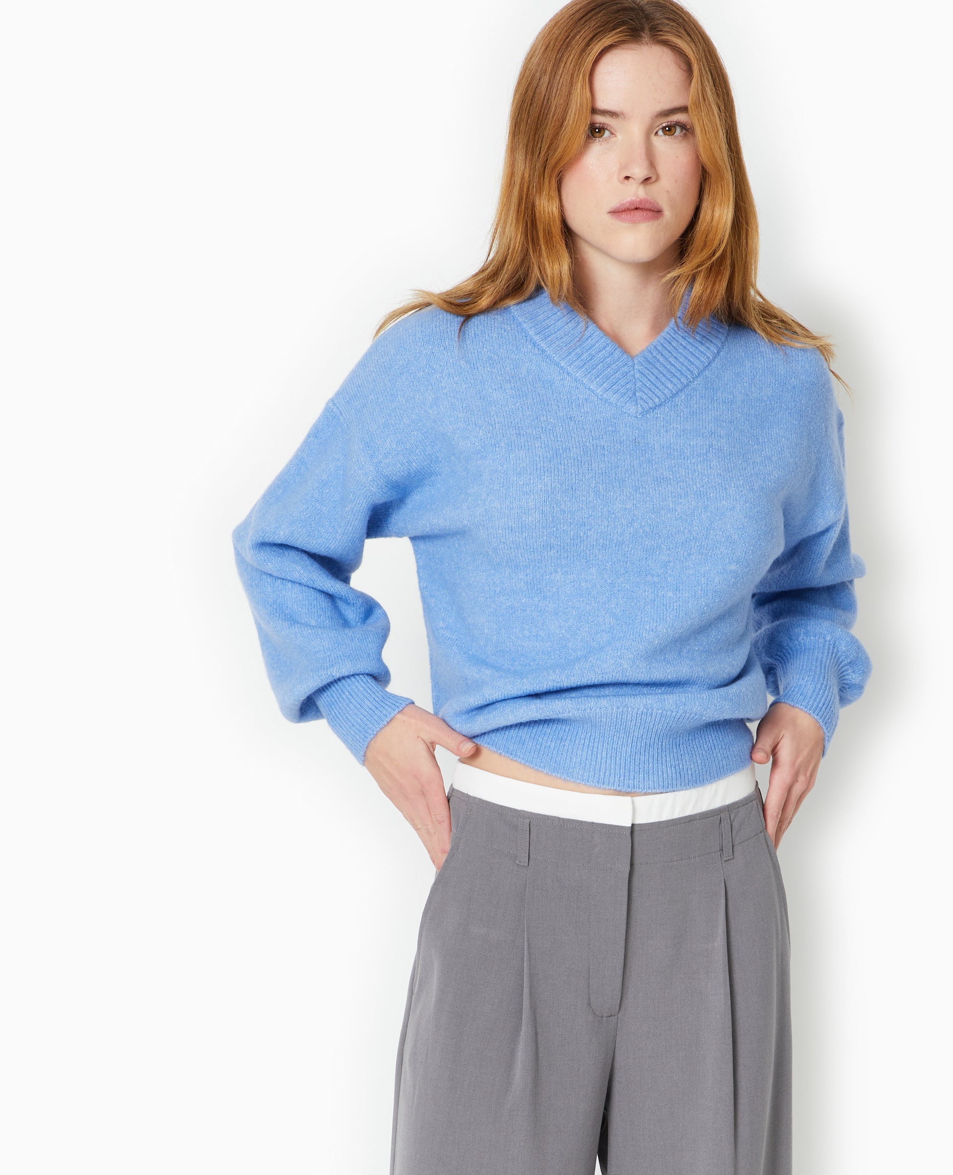 Pull col V en maille
