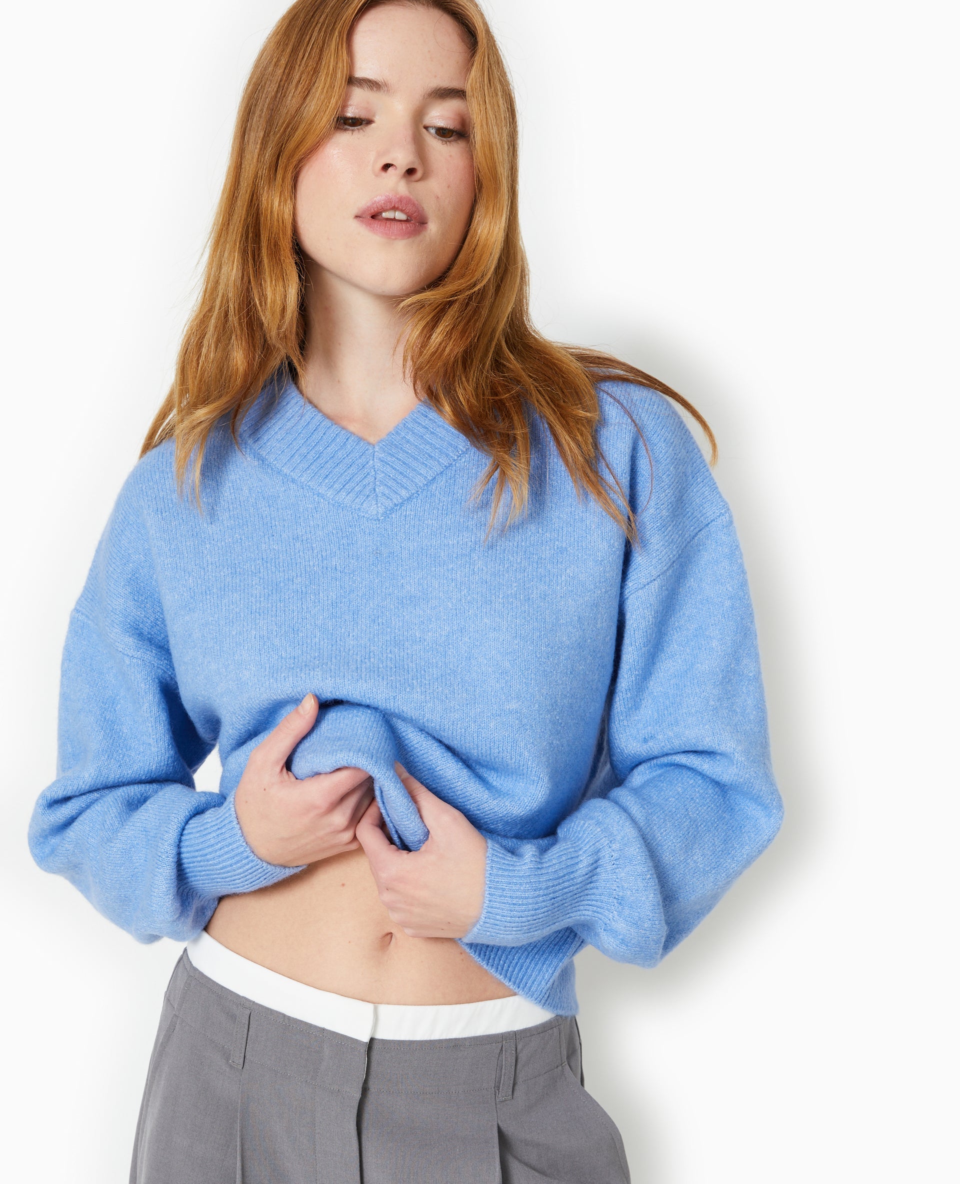Pull col V en maille