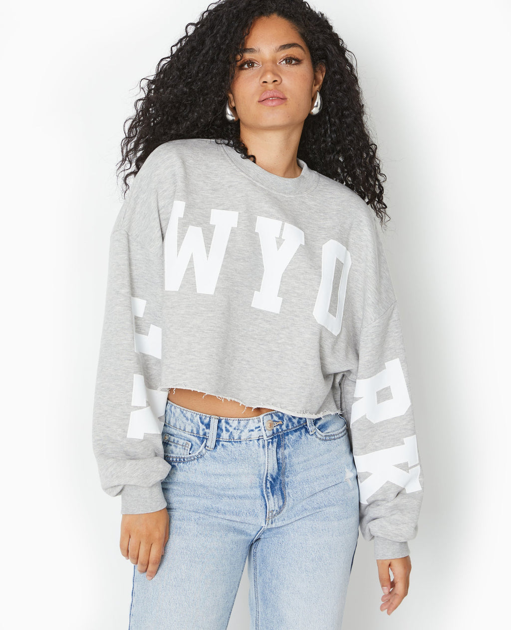 Sweat cropped base coupée avec NEW YORK