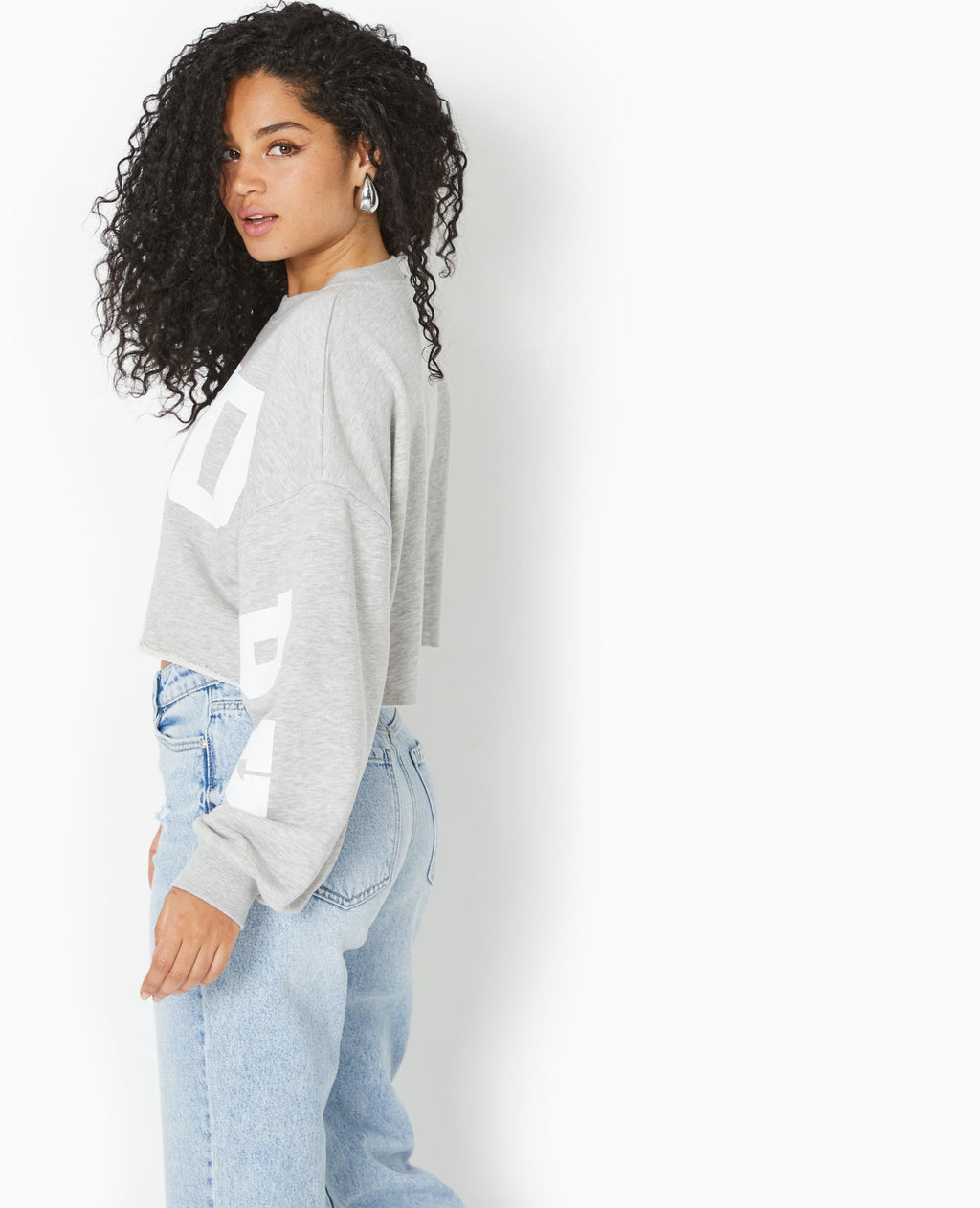 Sweat cropped base coupée avec NEW YORK
