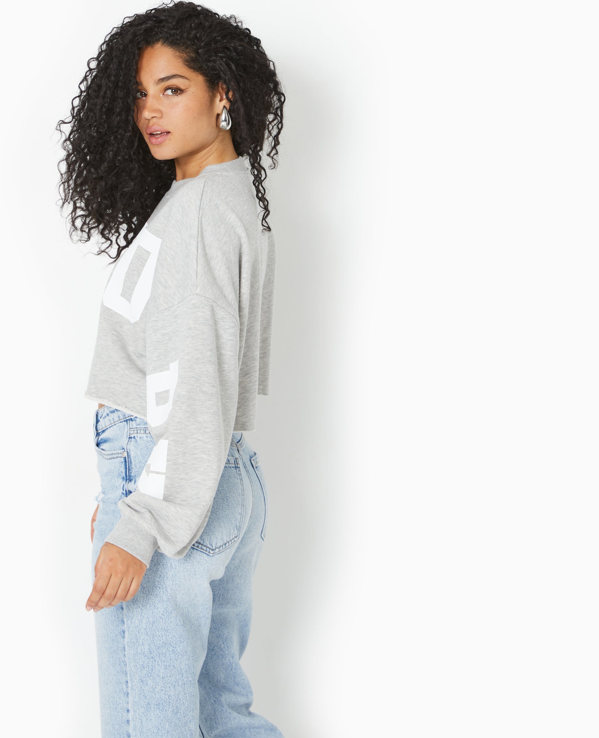 Sweat cropped base coupée avec NEW YORK