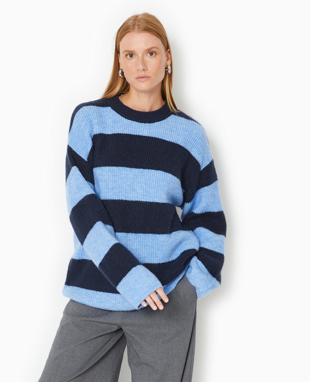Pull oversize en maille rayée