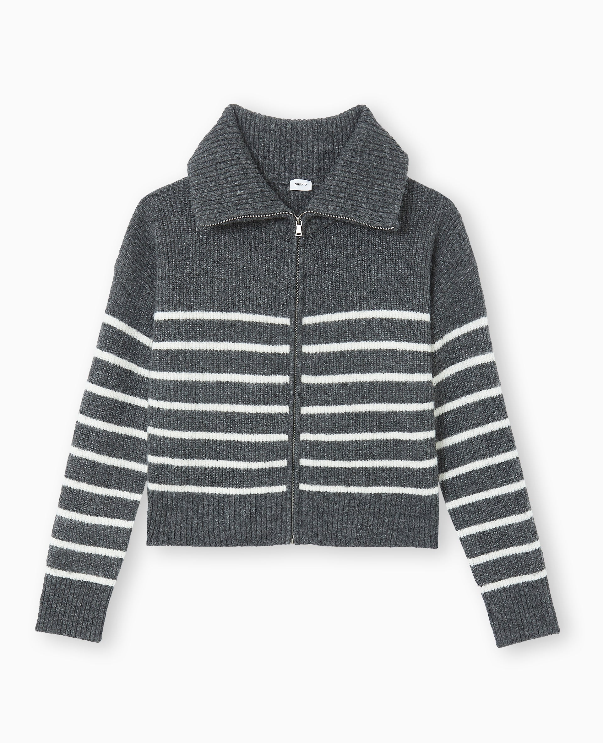 Gilet col camionneur motif rayures