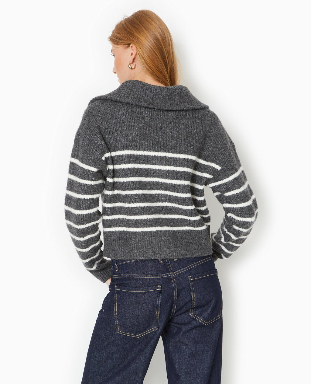 Gilet col camionneur motif rayures