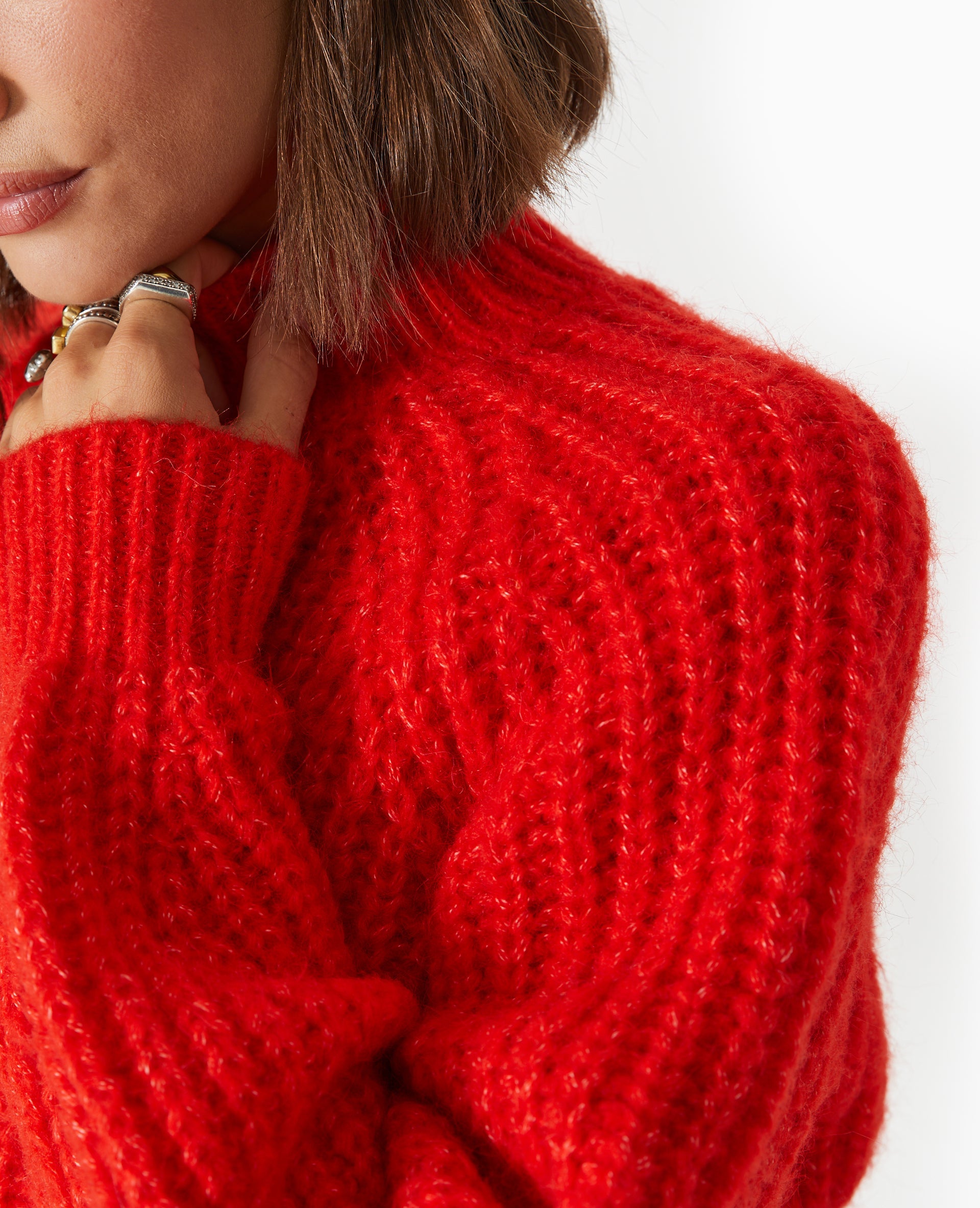 Pull col montant grosses mailles