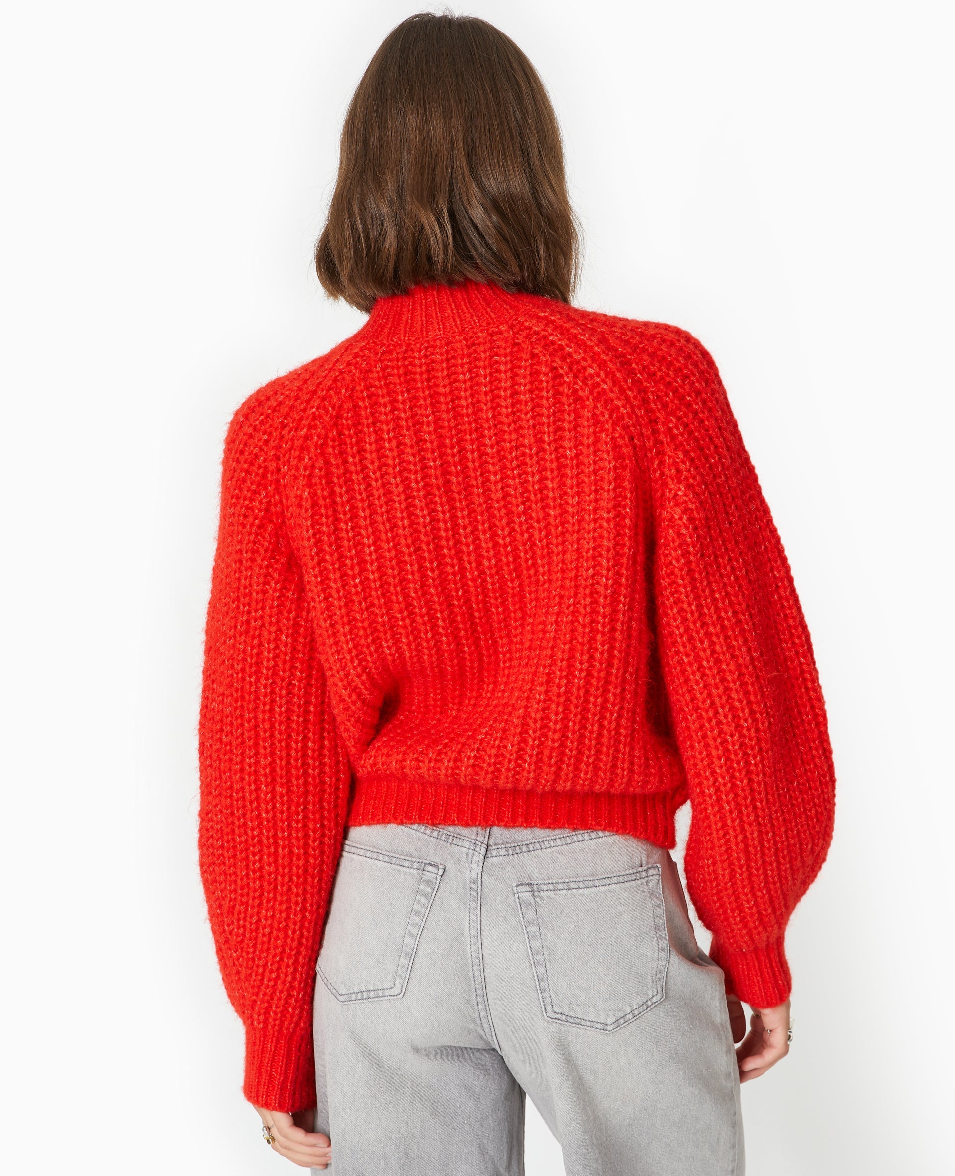 Pull col montant grosses mailles