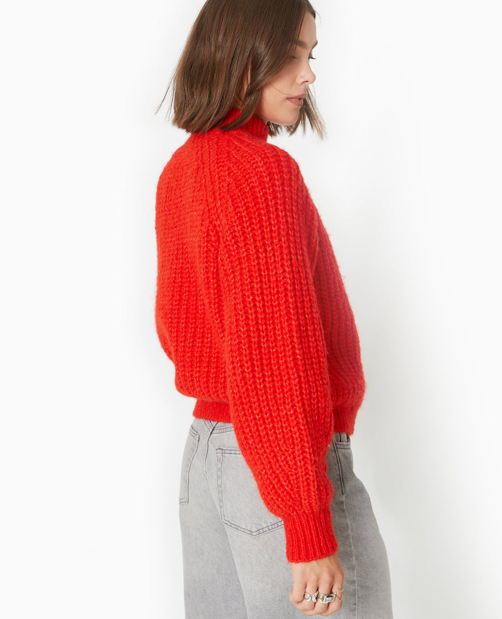 Pull col montant grosses mailles