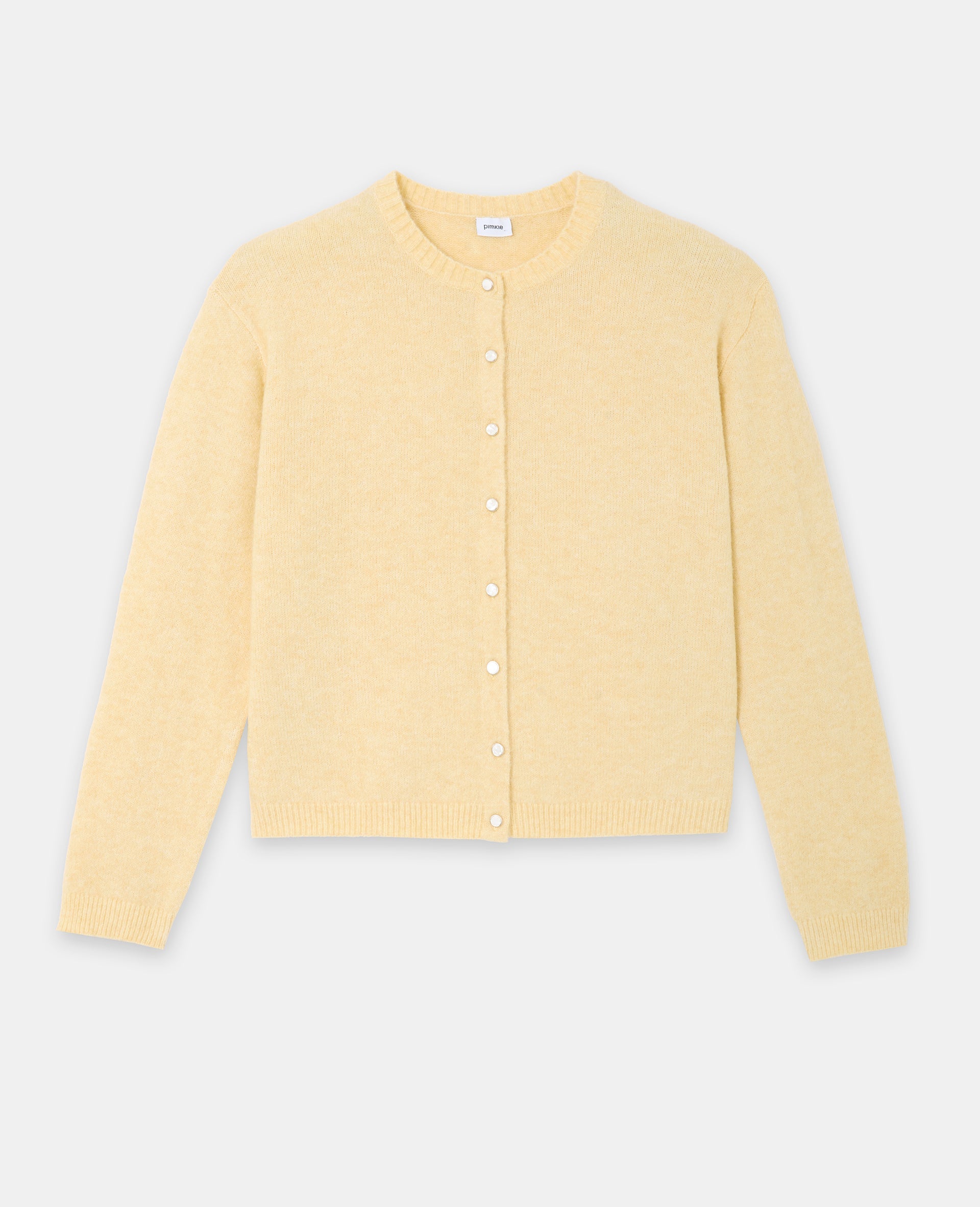 Gilet col rond avec bouton effet nacre
