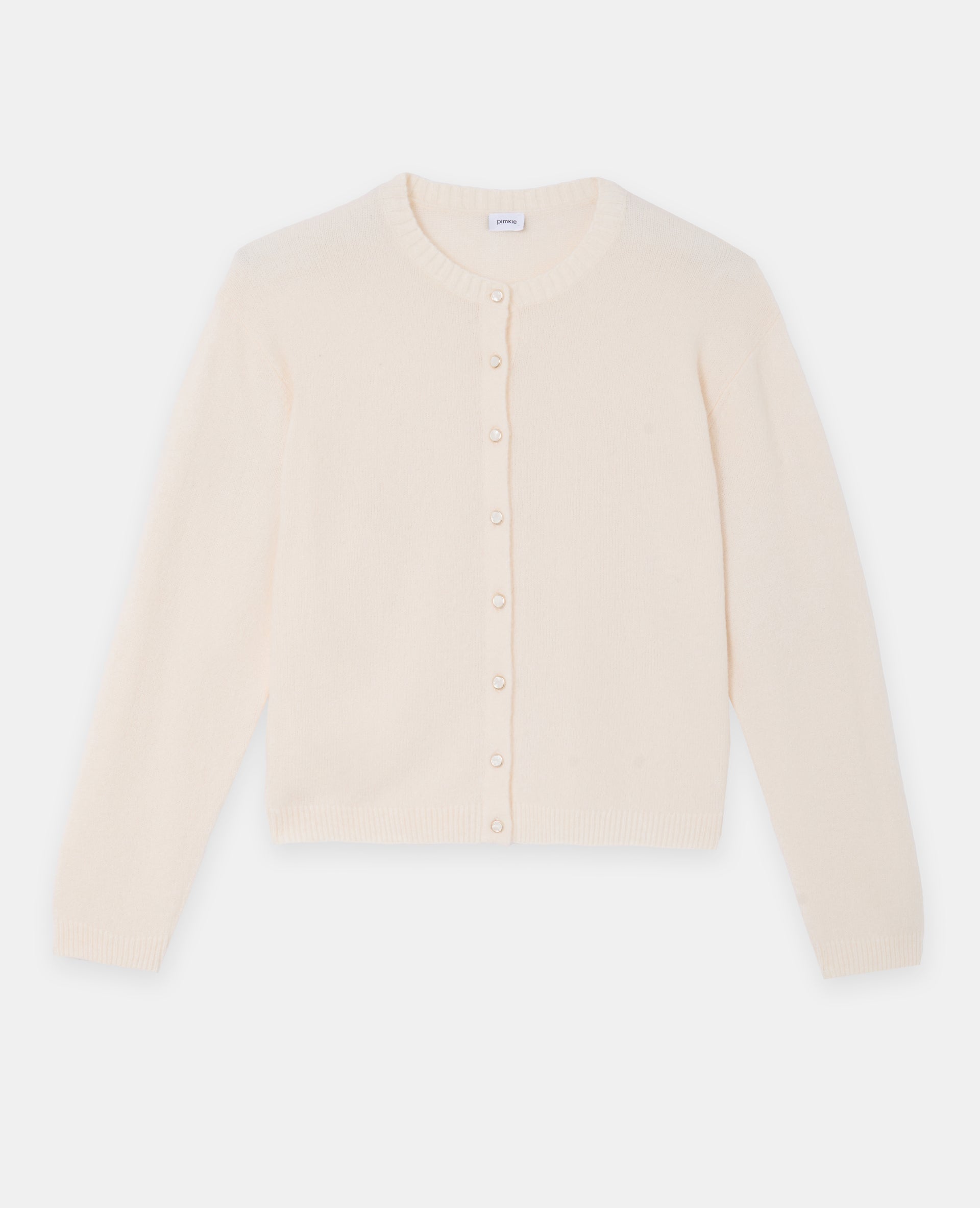 Gilet col rond avec bouton effet nacre
