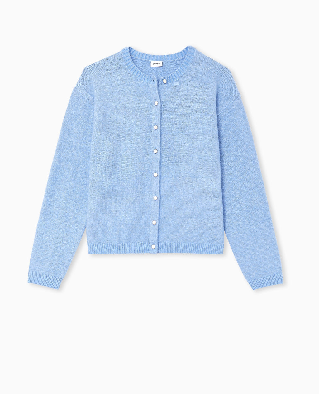 Gilet col rond avec bouton effet nacre