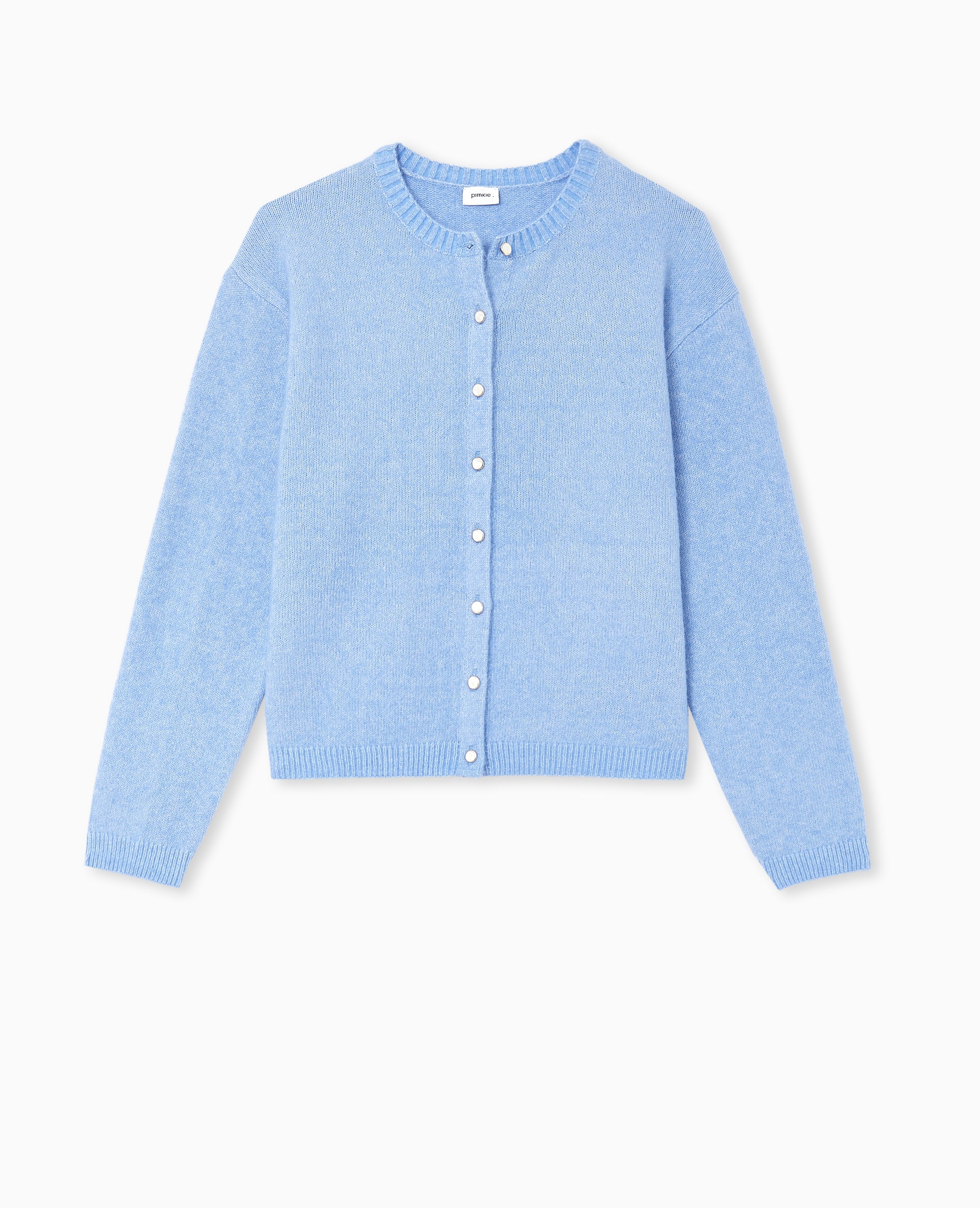 Gilet col rond avec bouton effet nacre
