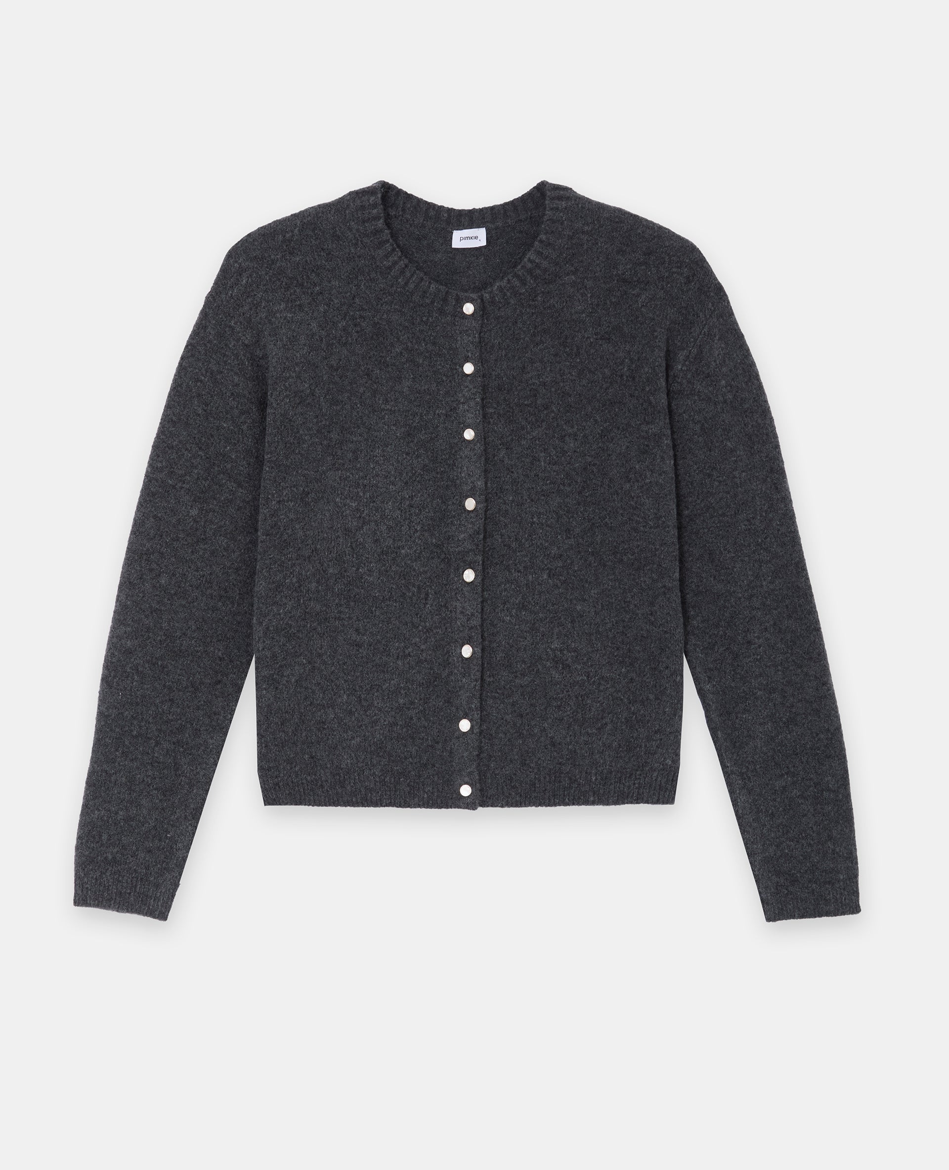 Gilet col rond avec bouton effet nacre