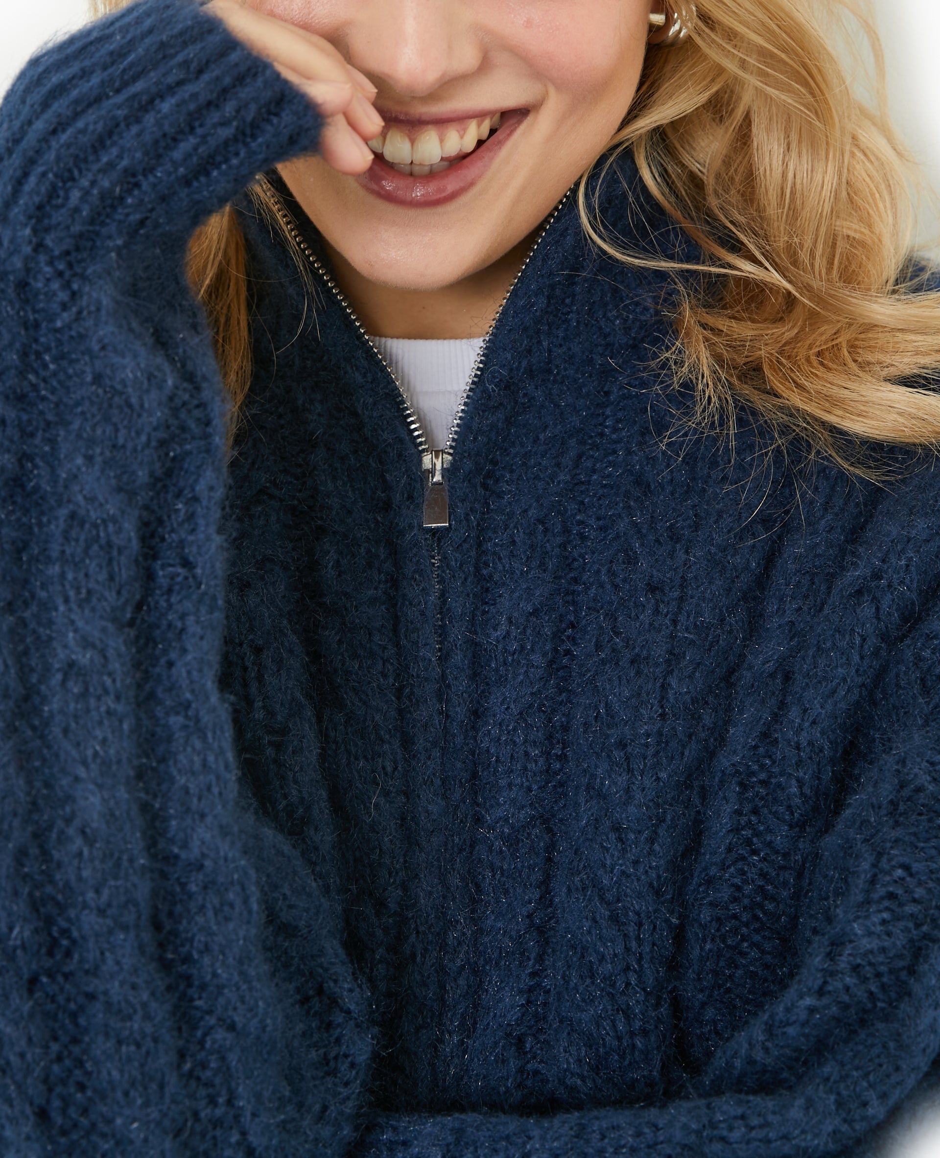 Gilet zippé en maille torsadée