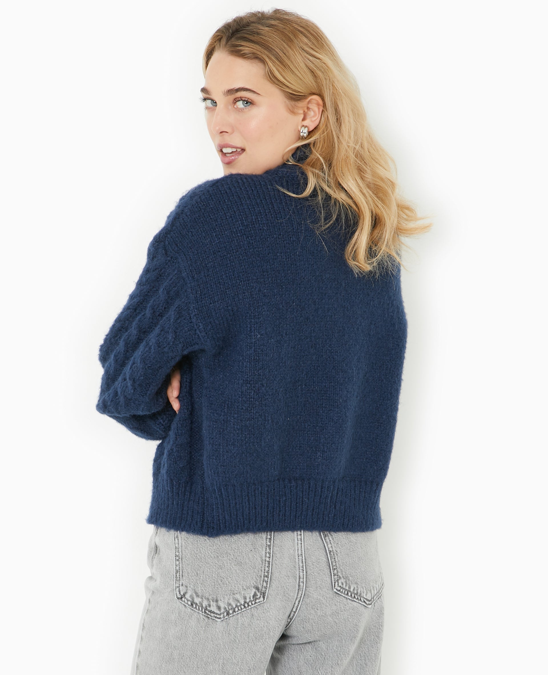 Gilet zippé en maille torsadée