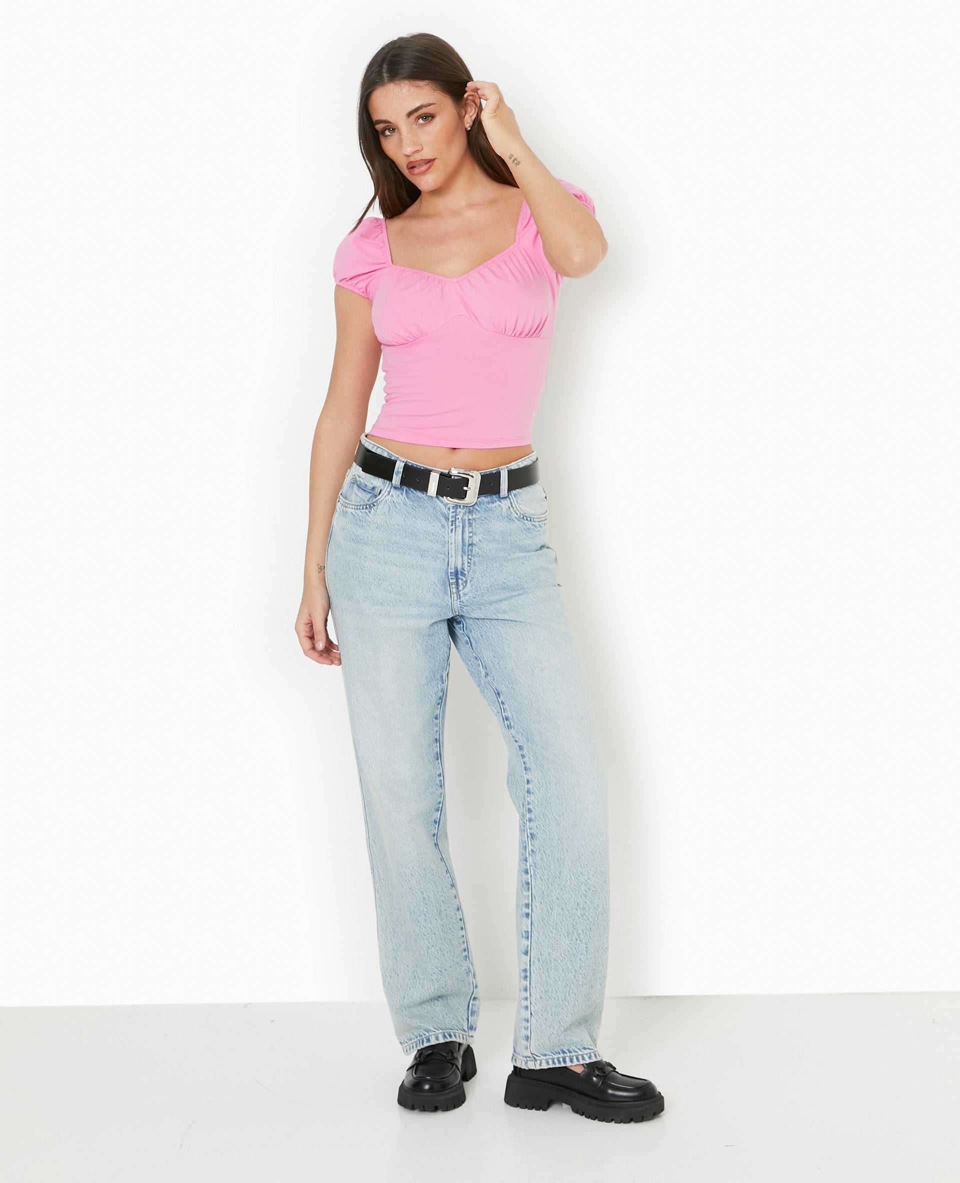 Top encolure cœur avec smock dos