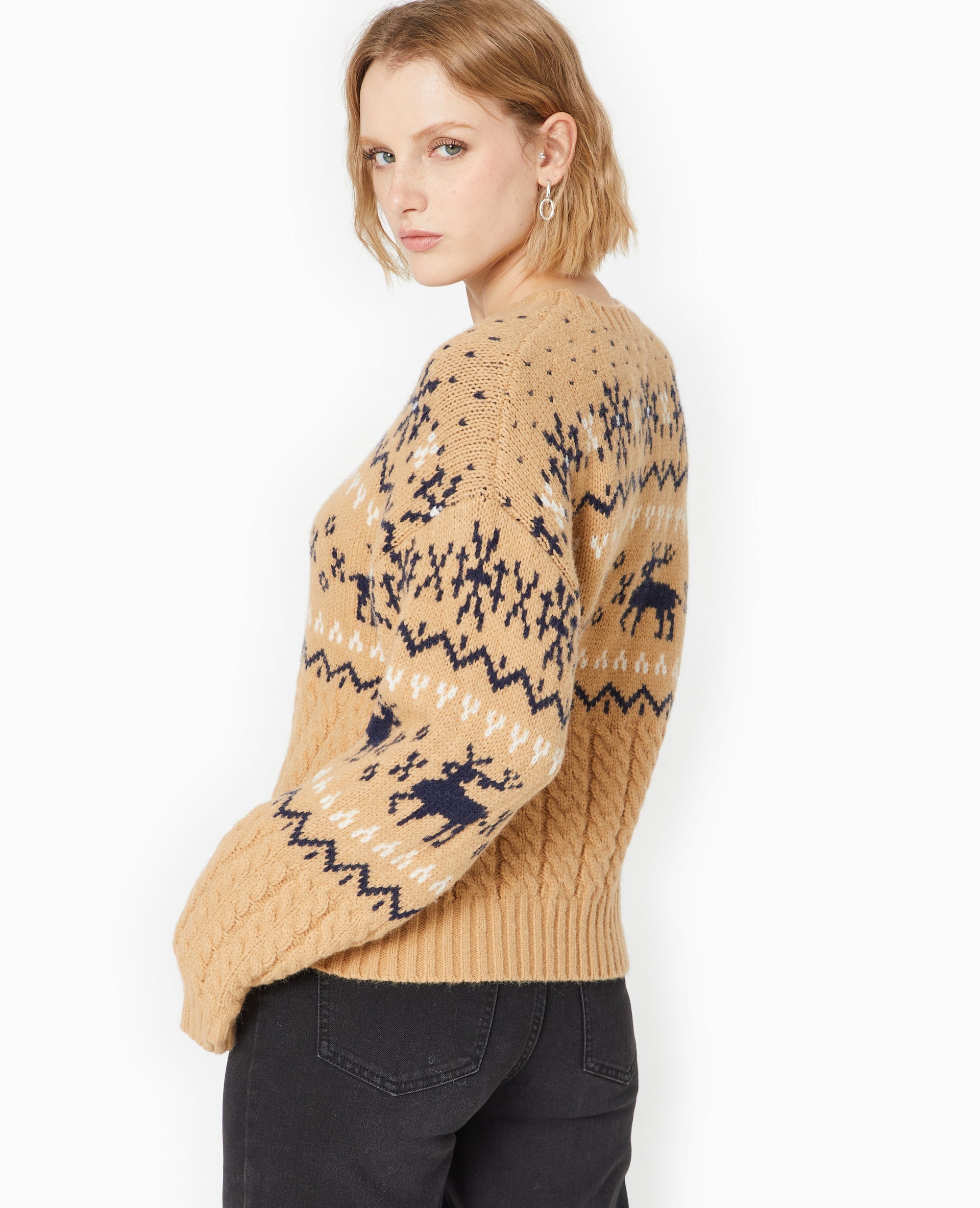 Pull de Noël jacquard avec torsades