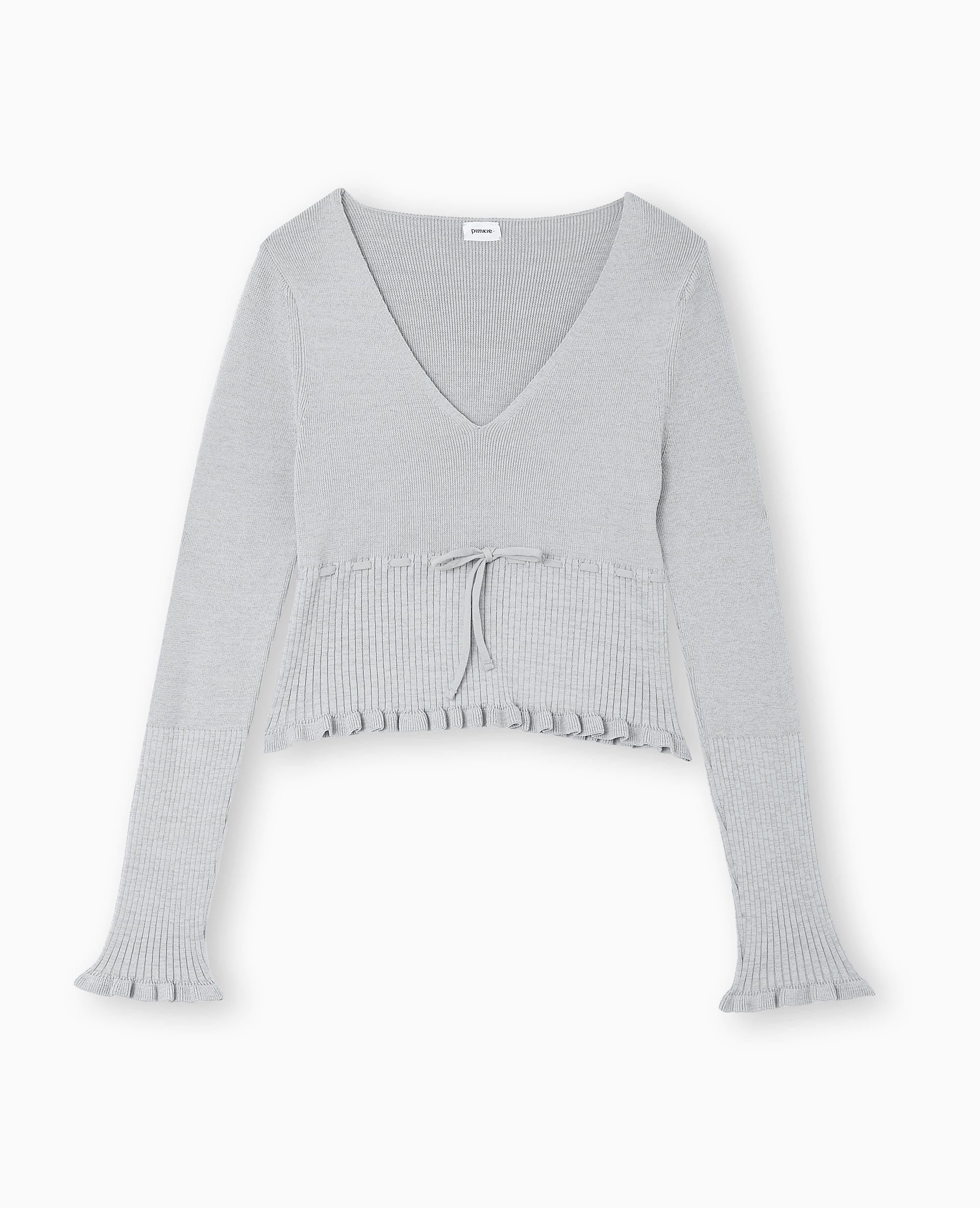Pull fin col V avec lien coulissé