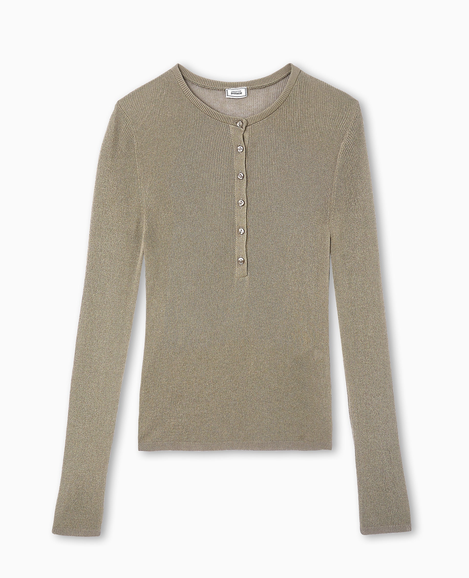 Pull maille transparente avec patte boutonnée