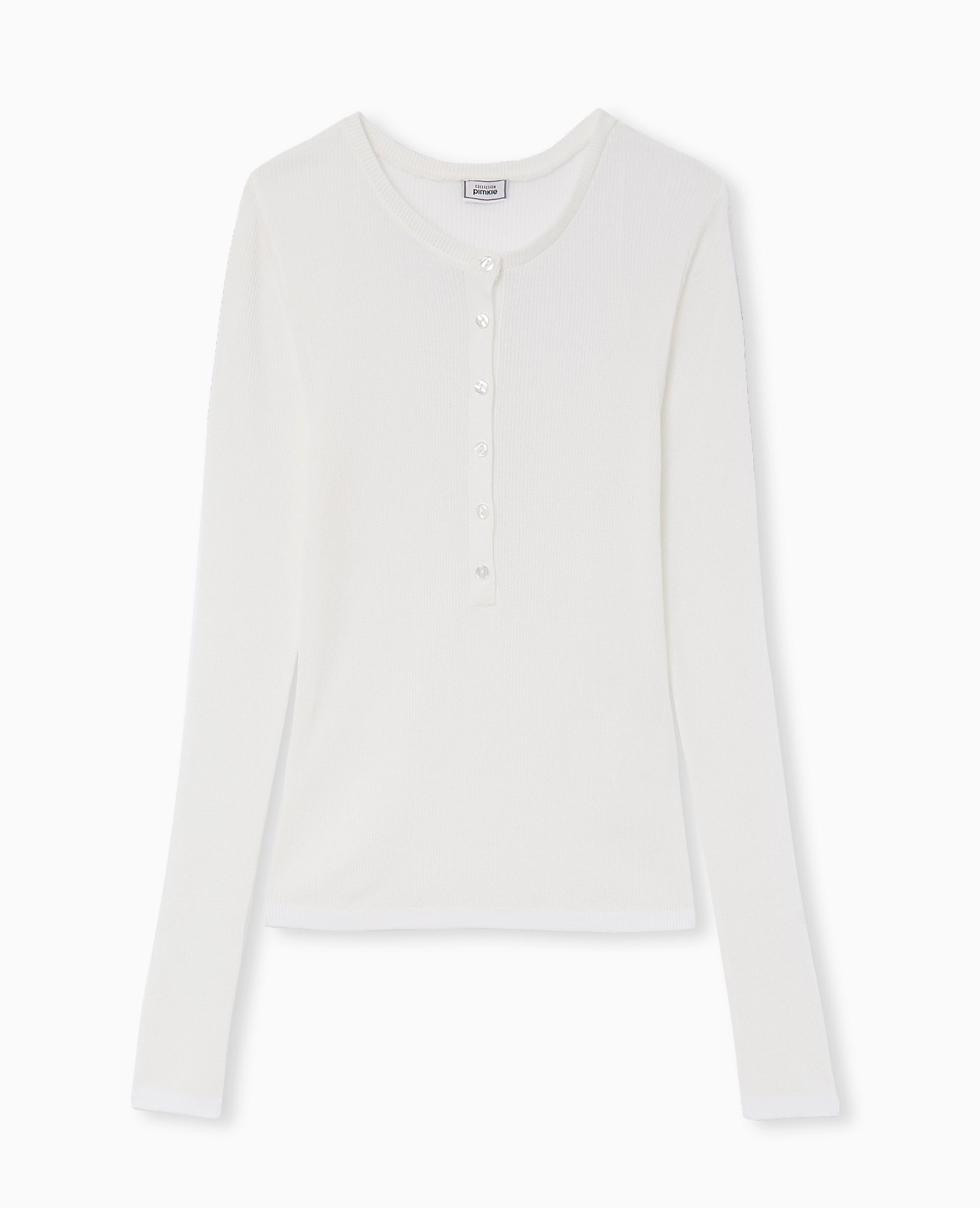 Pull maille transparente avec patte boutonnée