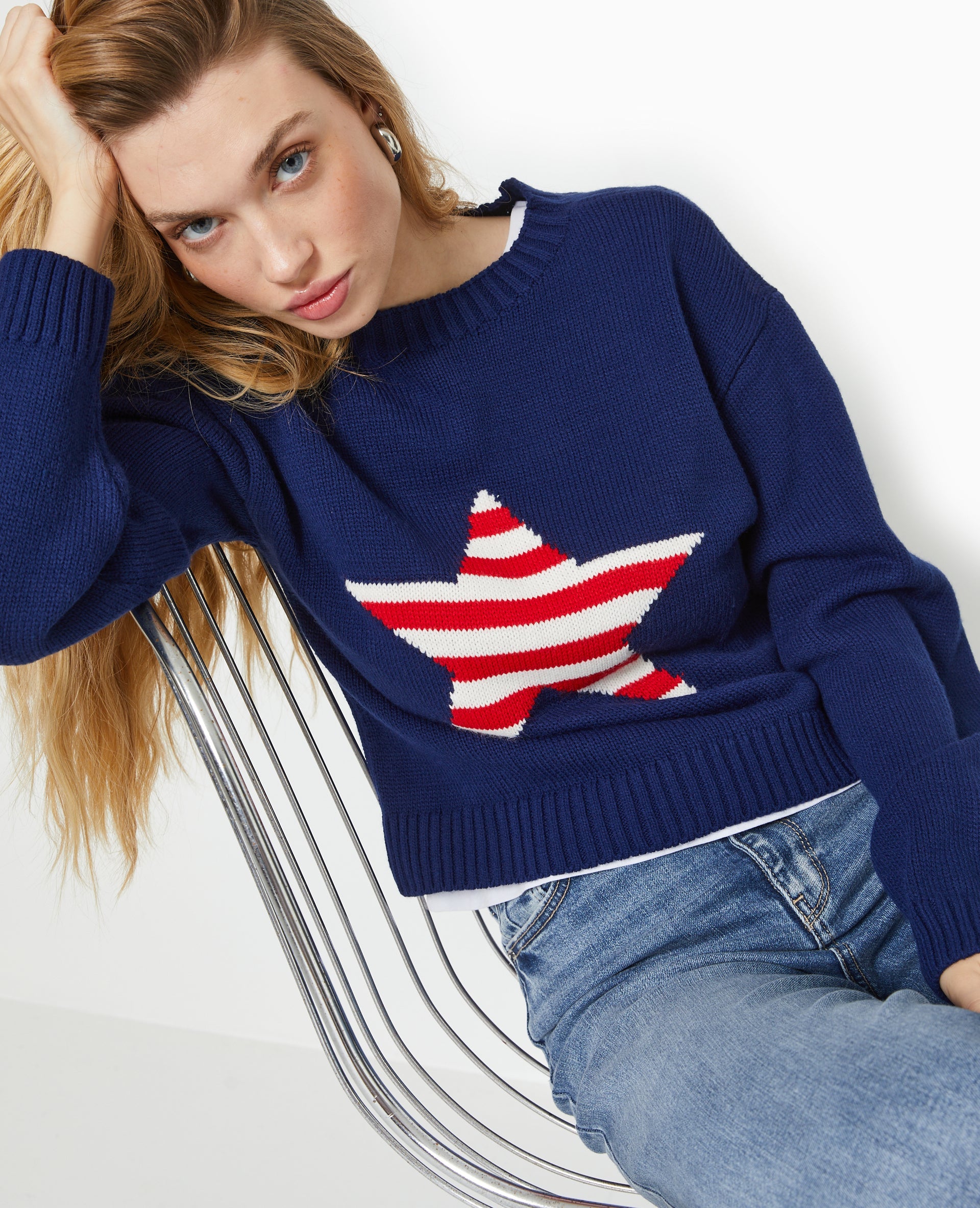 Pull en maille avec étoile