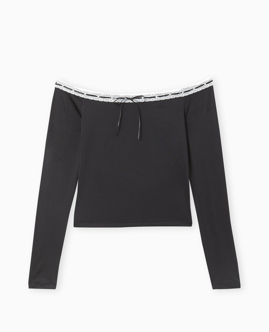 Top encolure Bardot avec noeud contrasté
