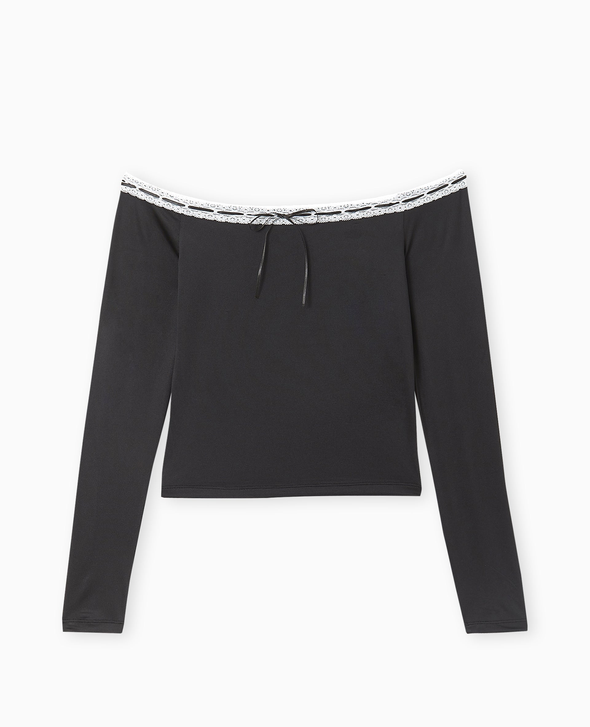Top encolure Bardot avec noeud contrasté