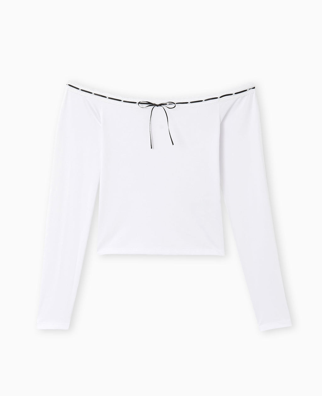 Top encolure Bardot avec noeud contrasté