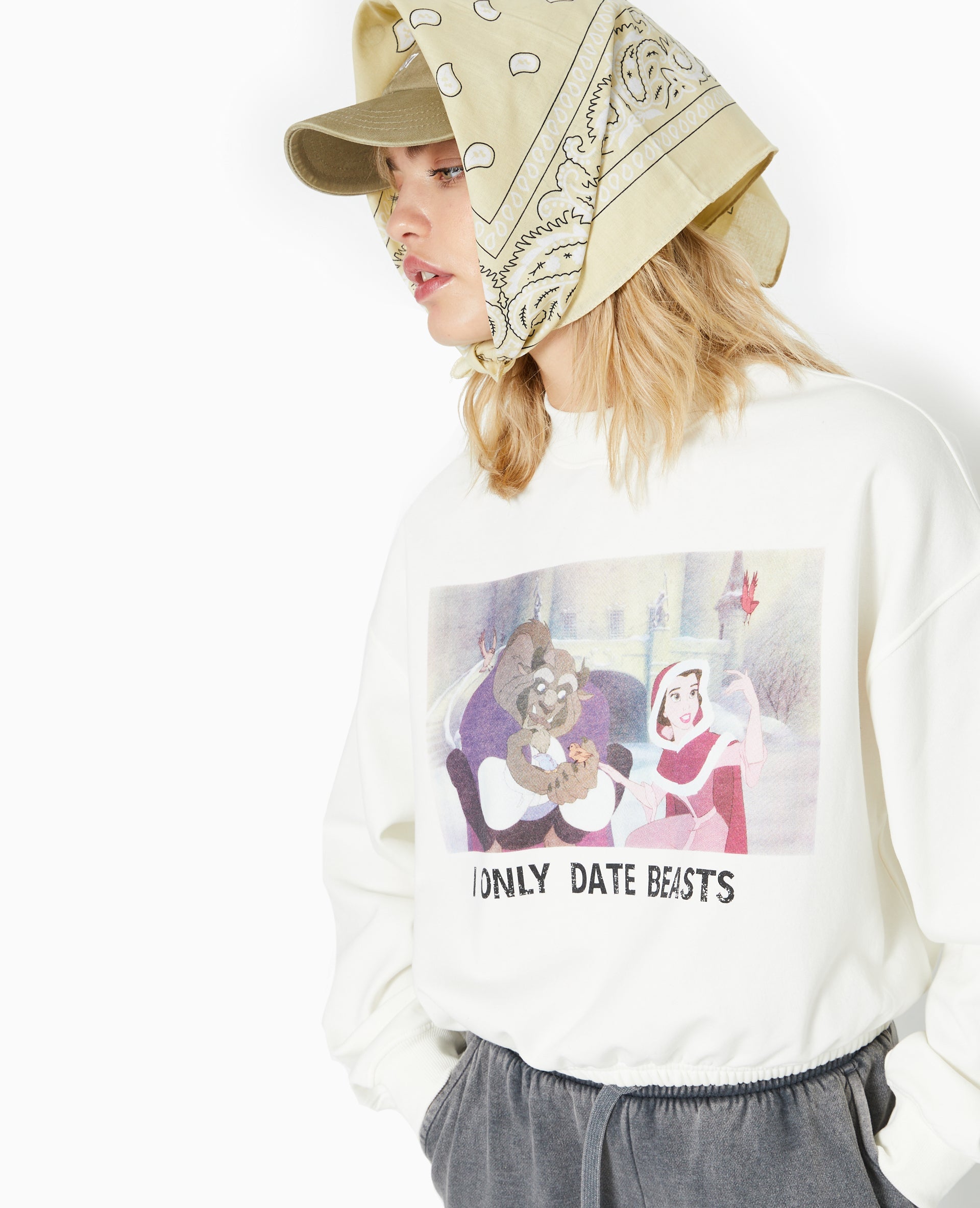 Sweat print avec base élastiquée