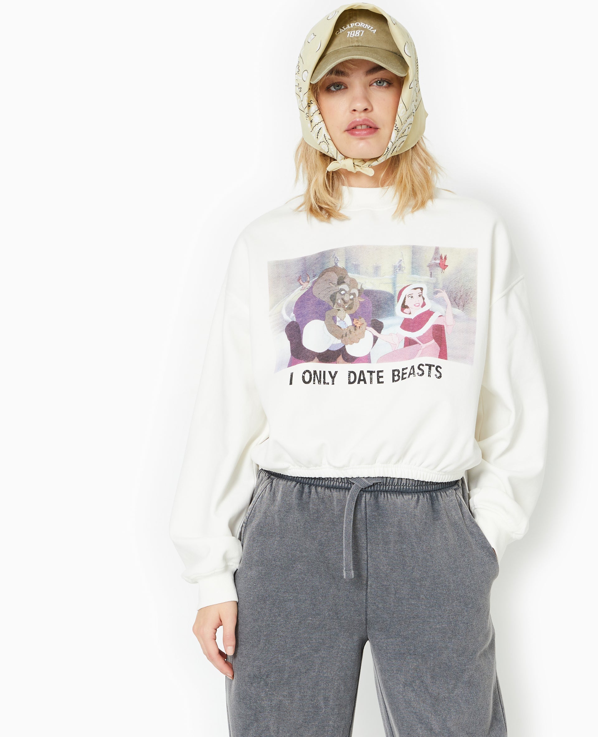 Sweat print avec base élastiquée
