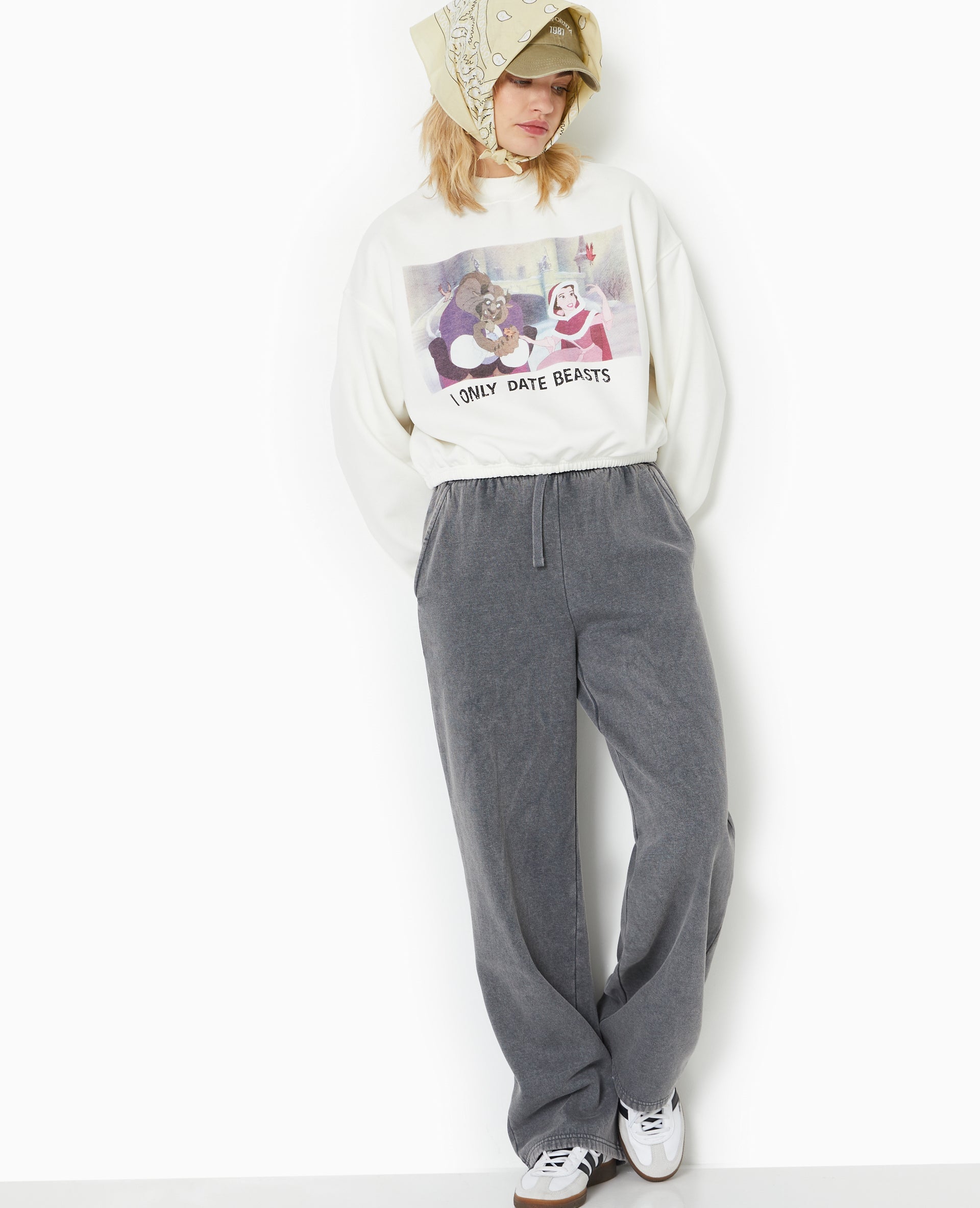 Sweat print avec base élastiquée