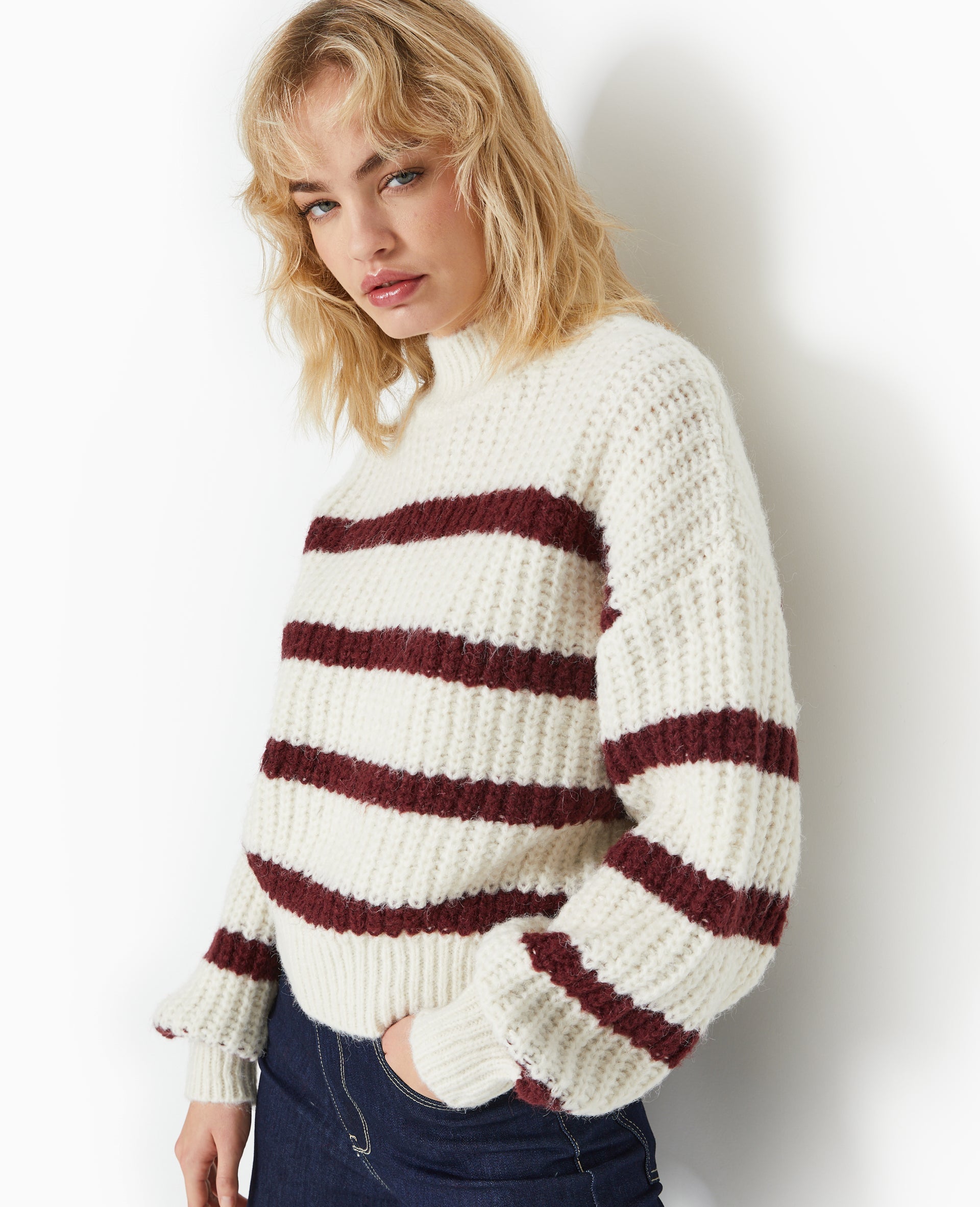 Pull grosse maille avec rayures