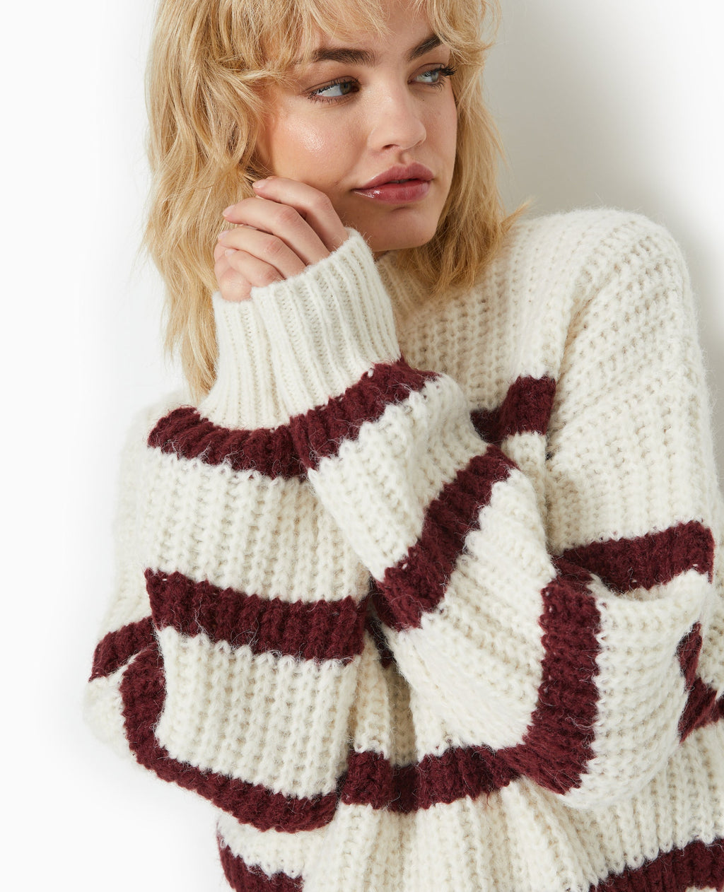 Pull grosse maille avec rayures