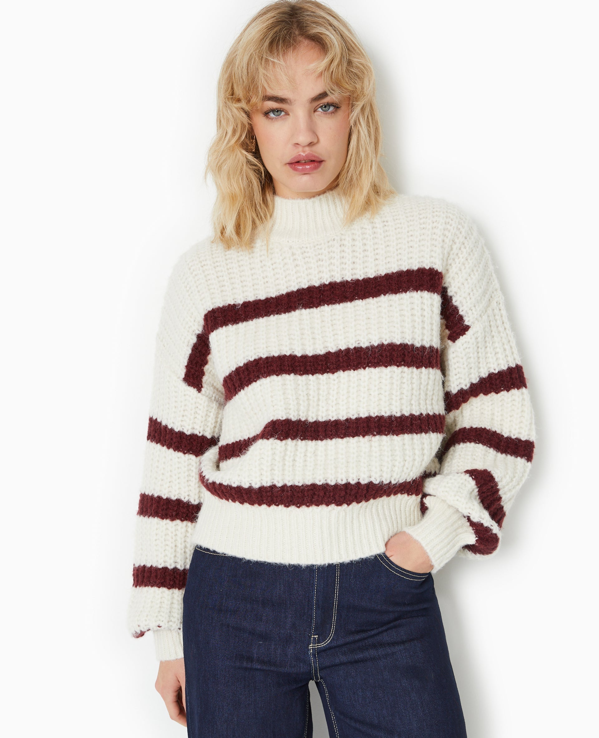 Pull grosse maille avec rayures
