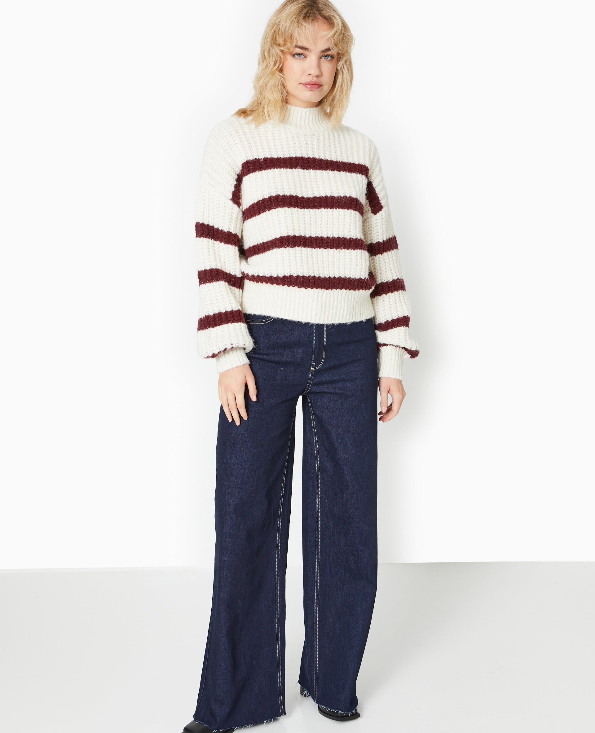 Pull grosse maille avec rayures