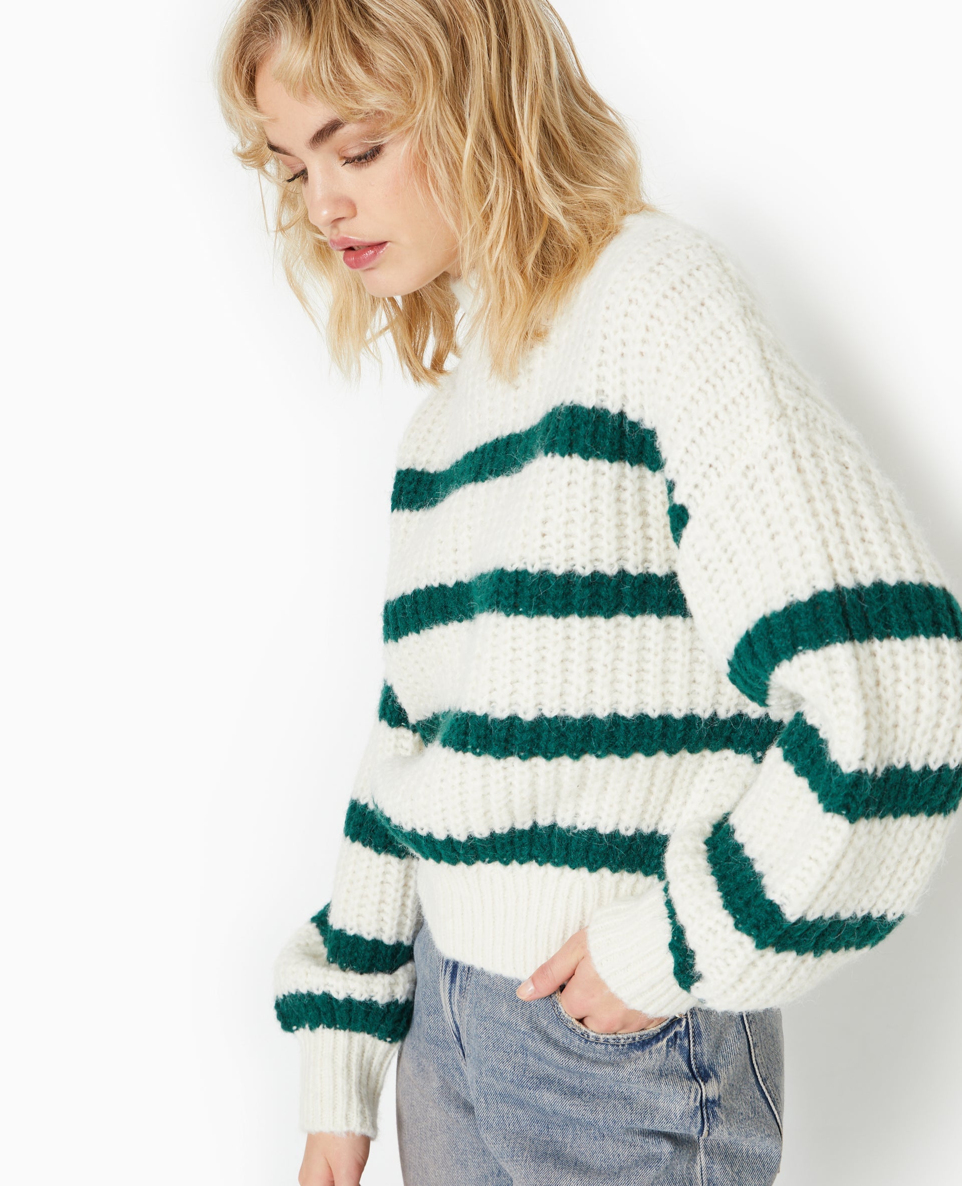 Pull grosse maille avec rayures