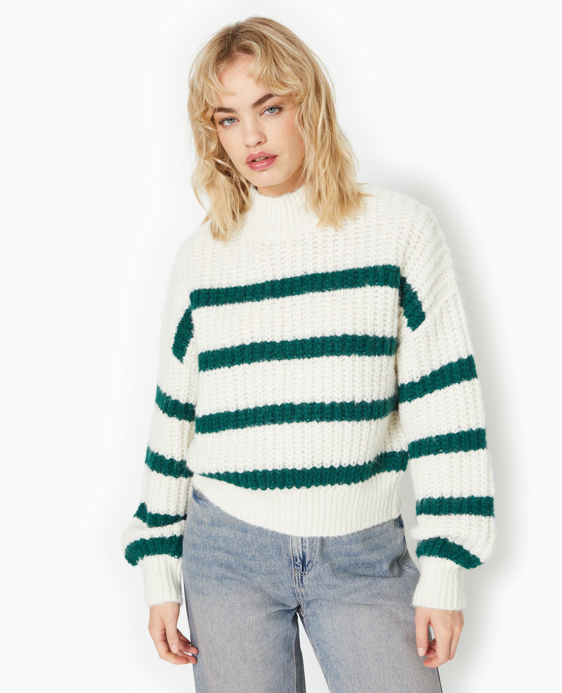 Pull grosse maille avec rayures