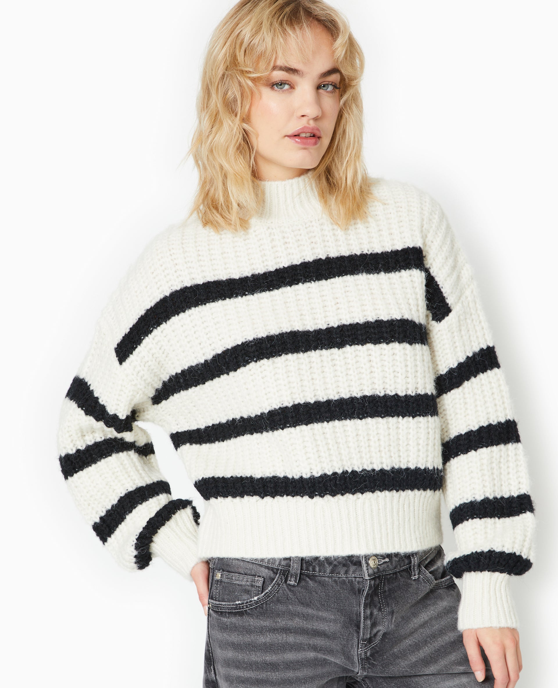 Pull grosse maille avec rayures
