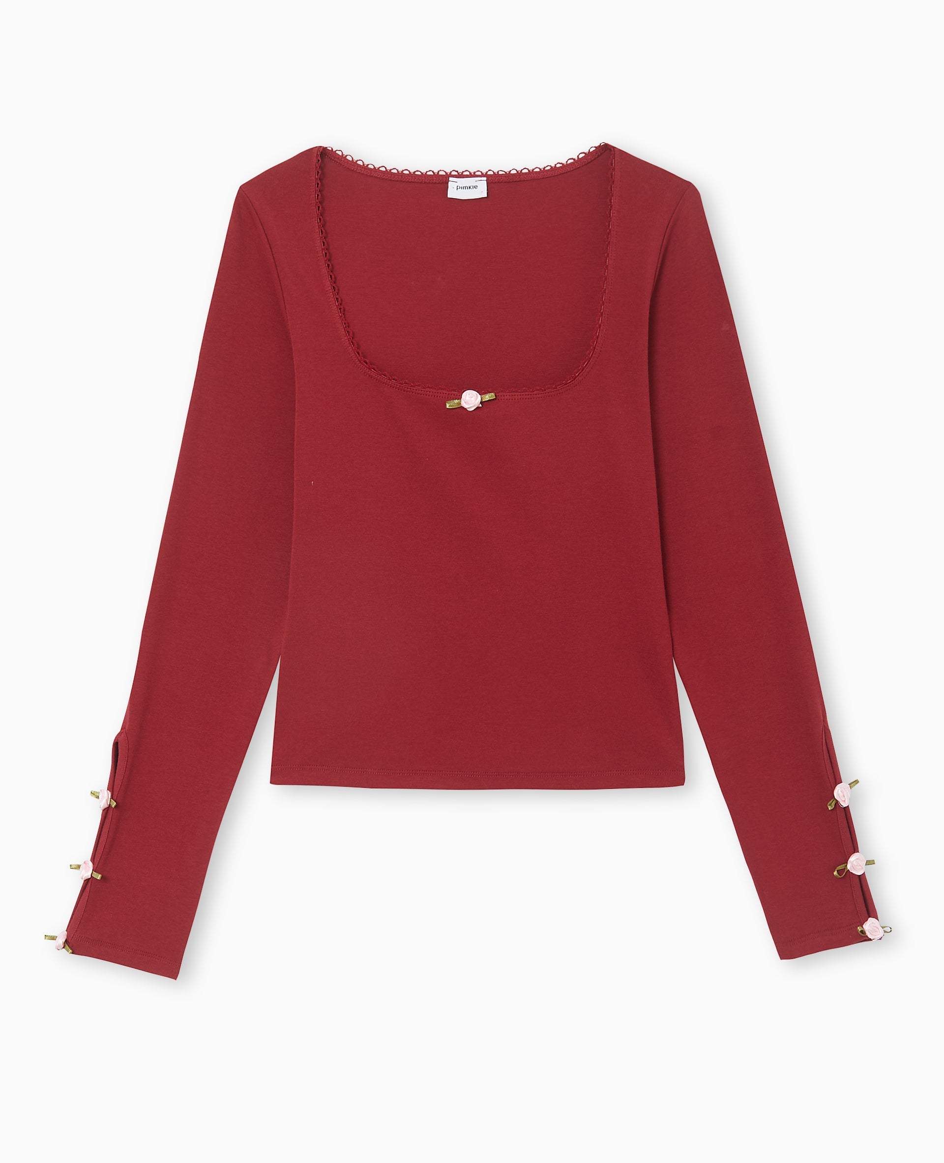 Top manches longues avec roses en satin
