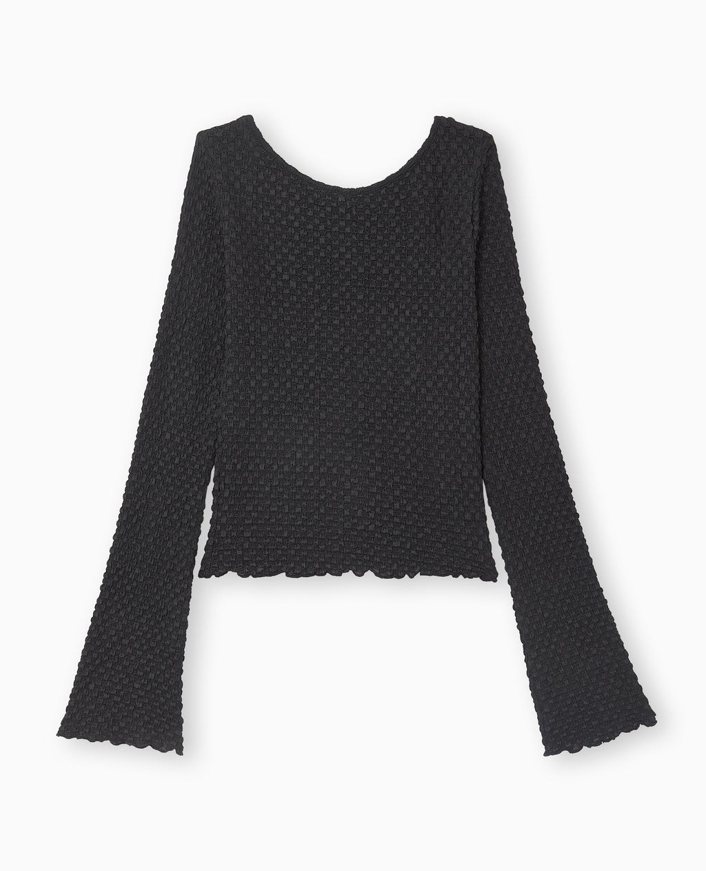 Top dos-nu manches flare en maille texturée