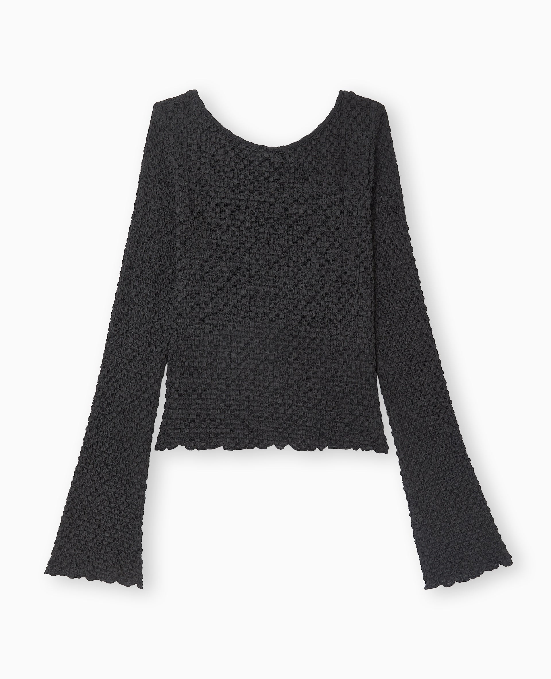 Top dos-nu manches flare en maille texturée