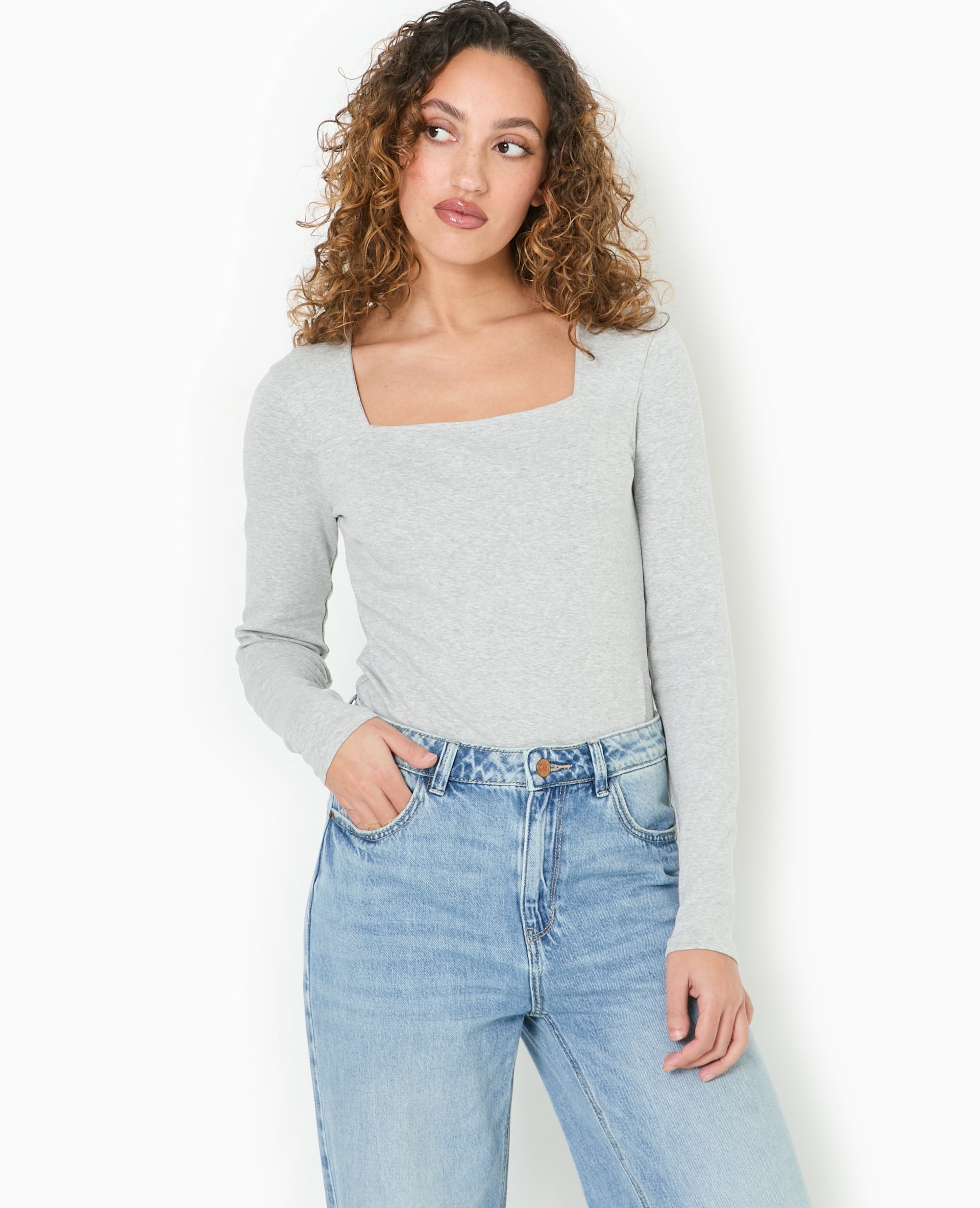 Body manches longues encolure carrée