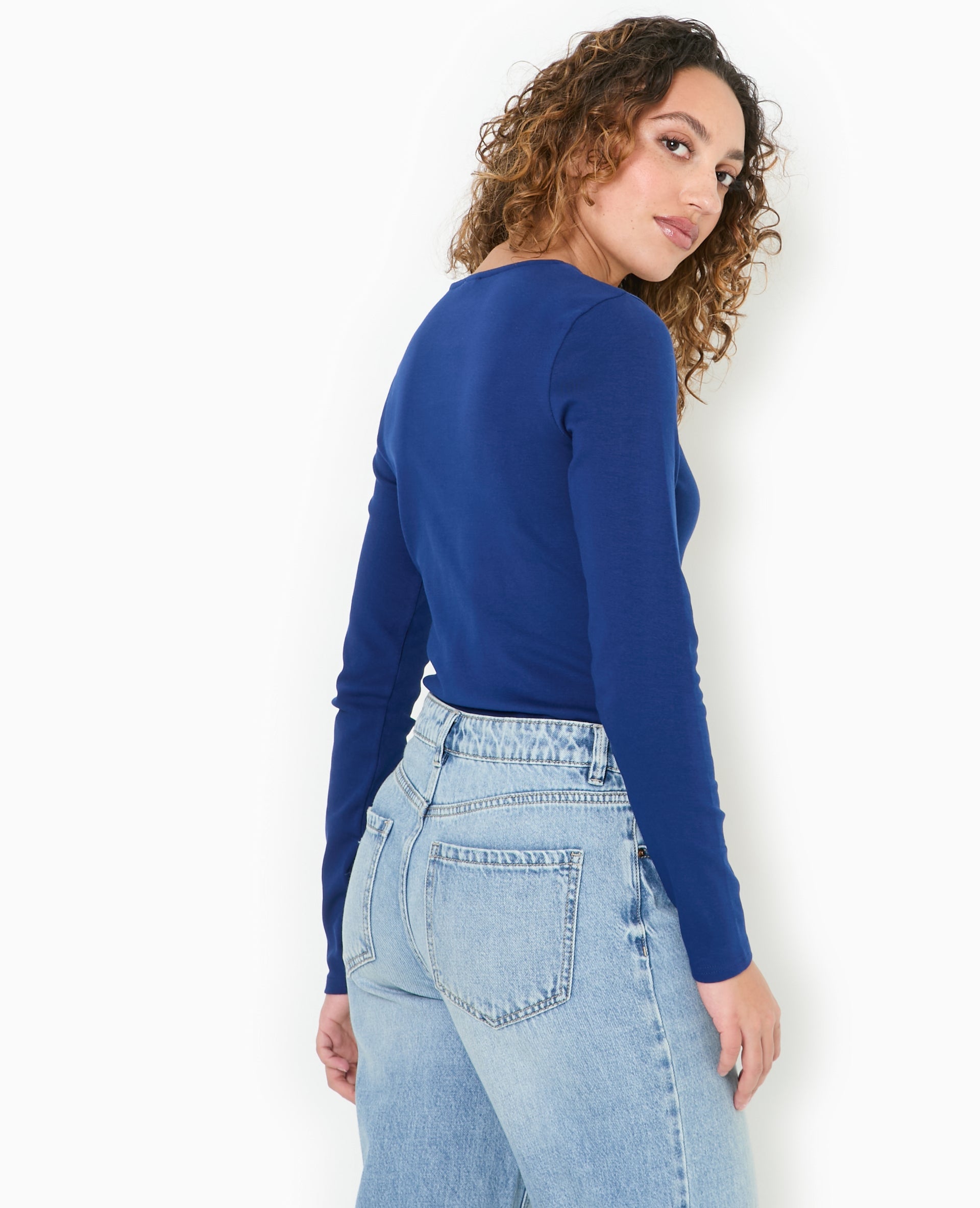 Body manches longues encolure carrée