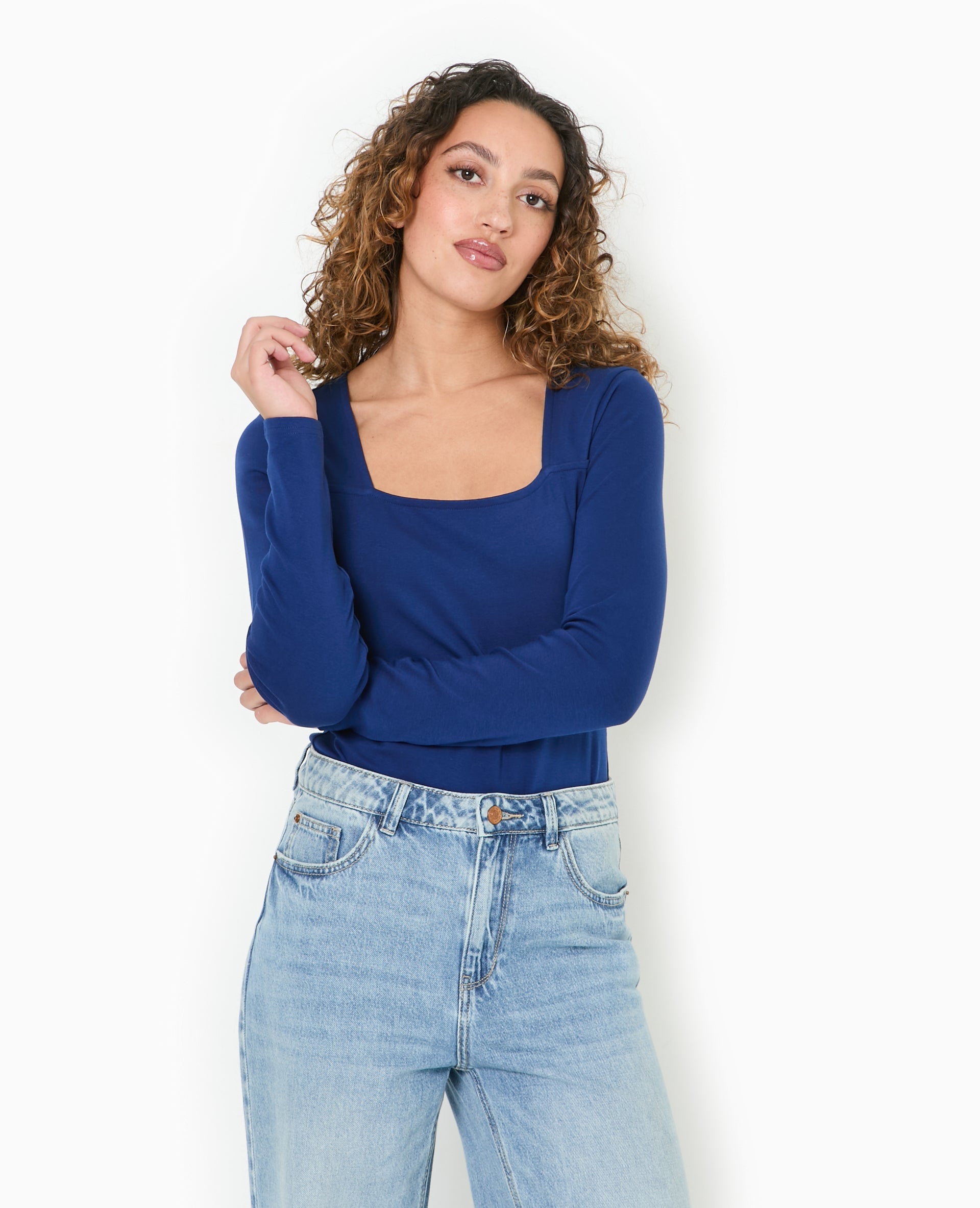 Body manches longues encolure carrée