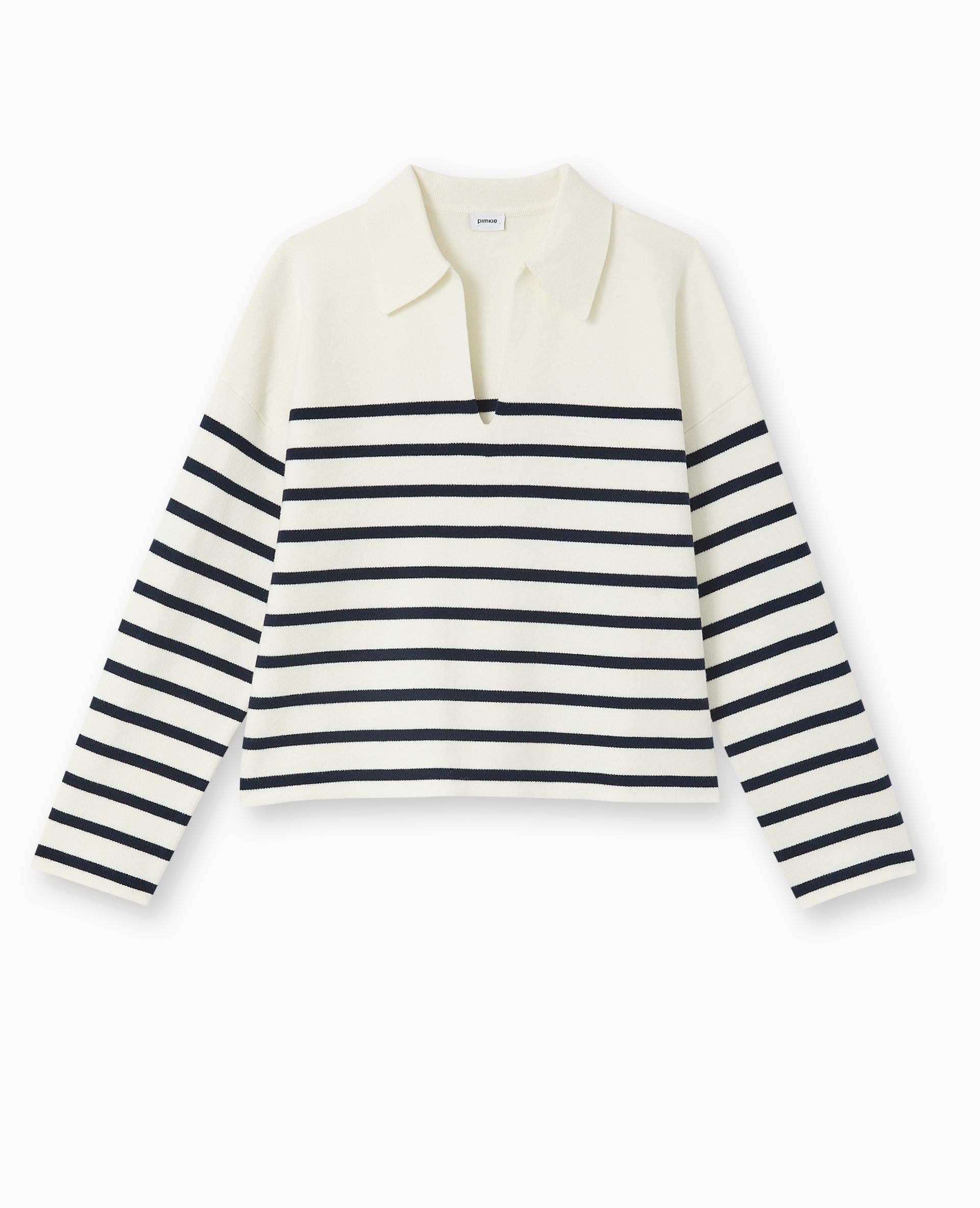 Pull avec col en maille rayée