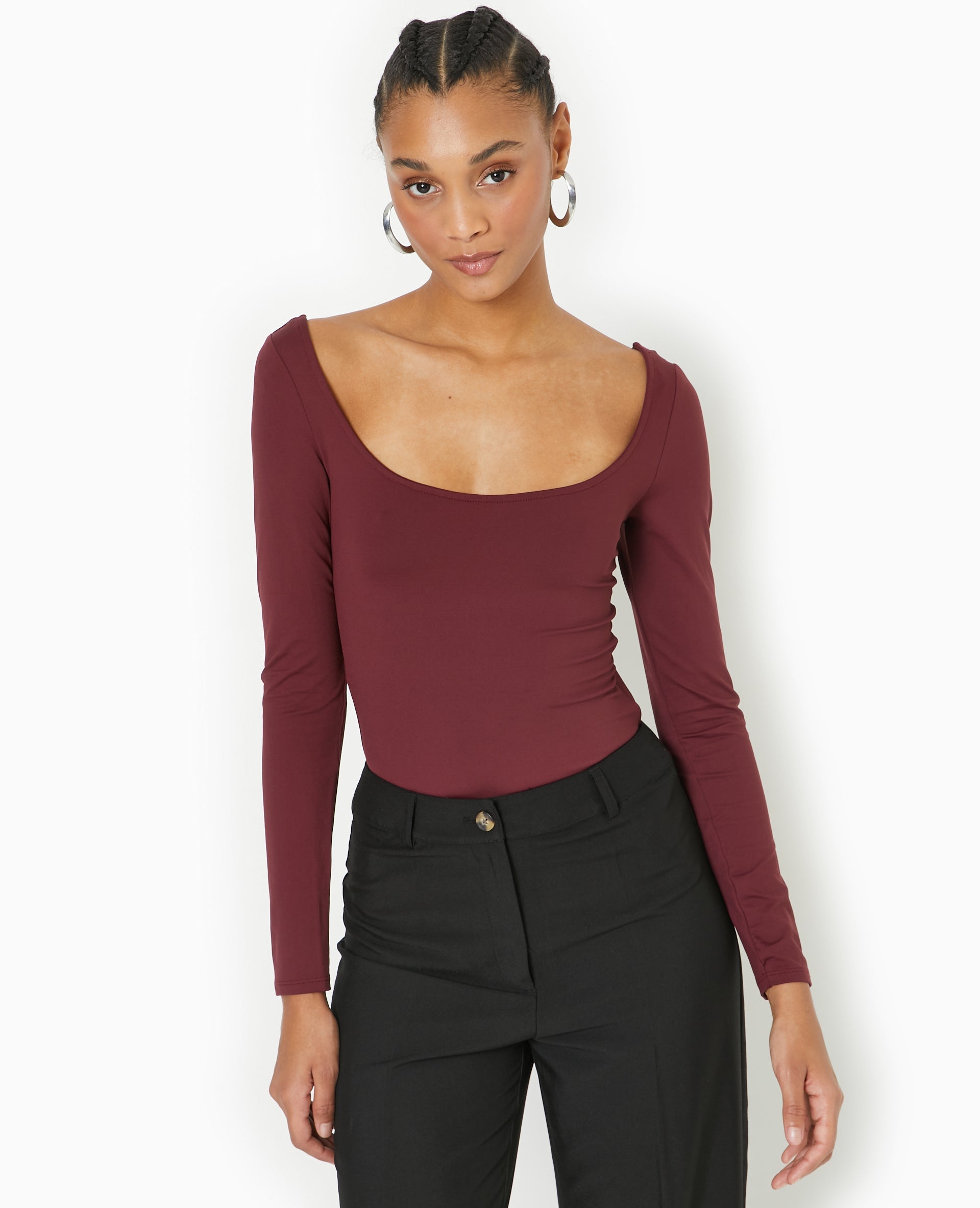 Top manches longues encolure danseuse
