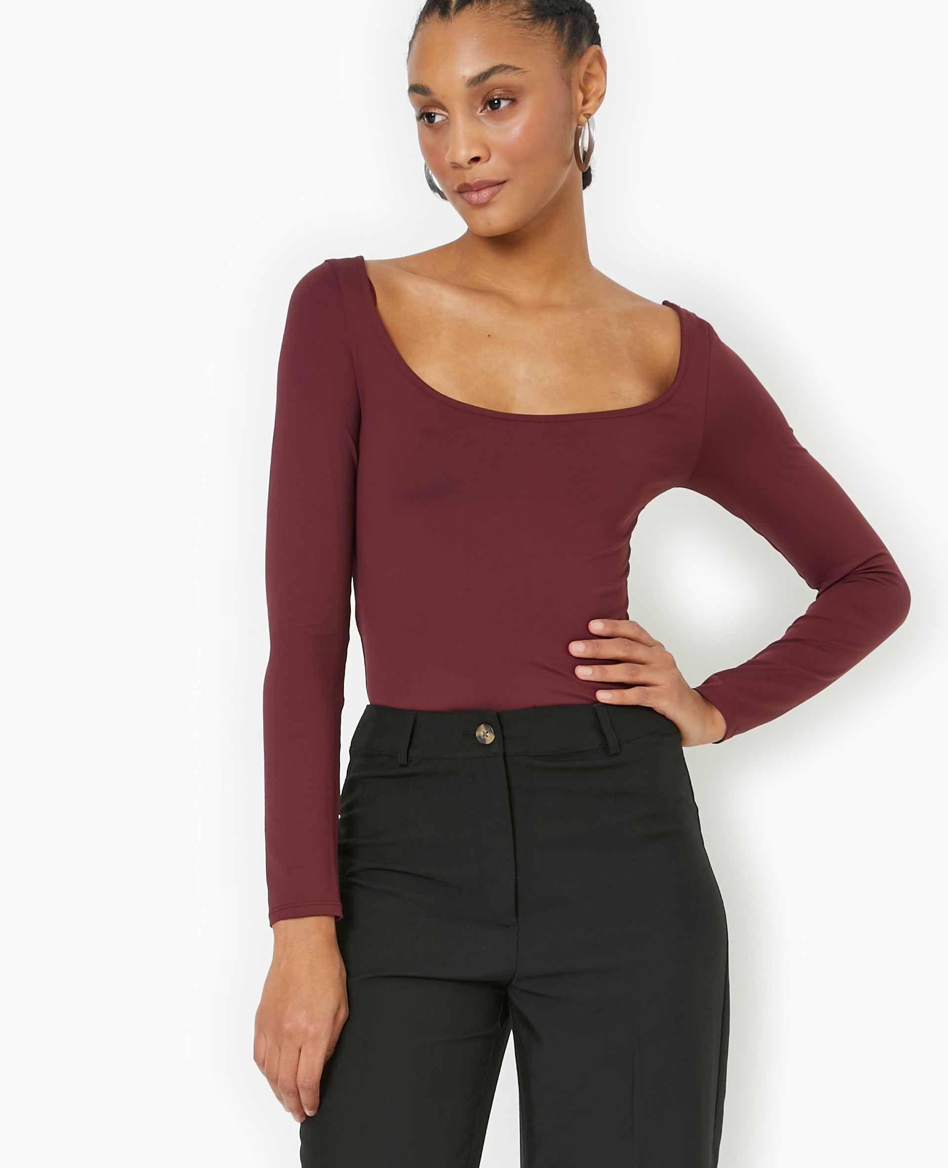 Top manches longues encolure danseuse