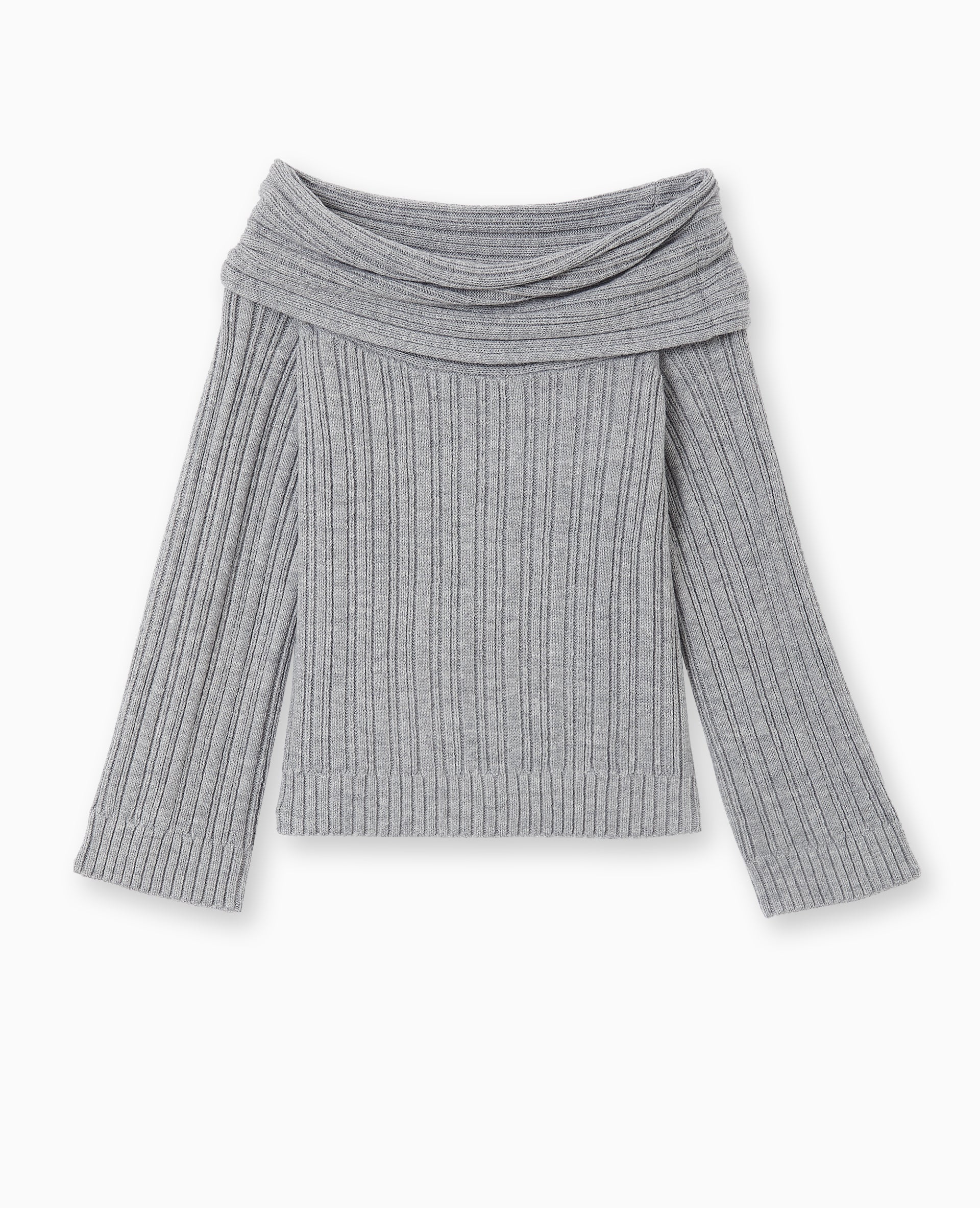 Pull en maille côtelée avec encolure Bardot
