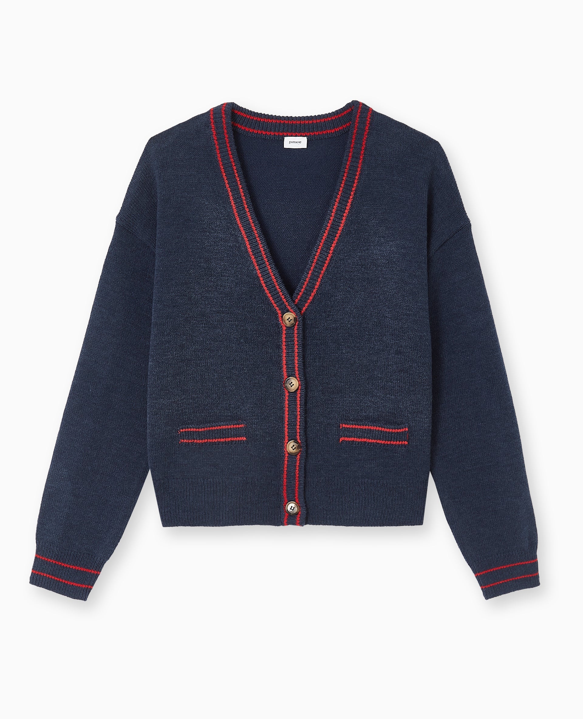 Gilet col V avec bords contrastés