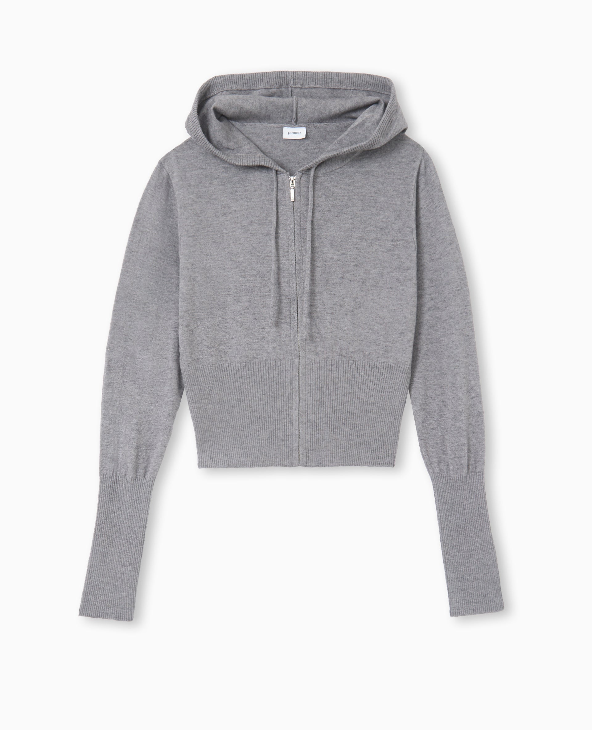 Gilet court zippé en maille fine avec capuche